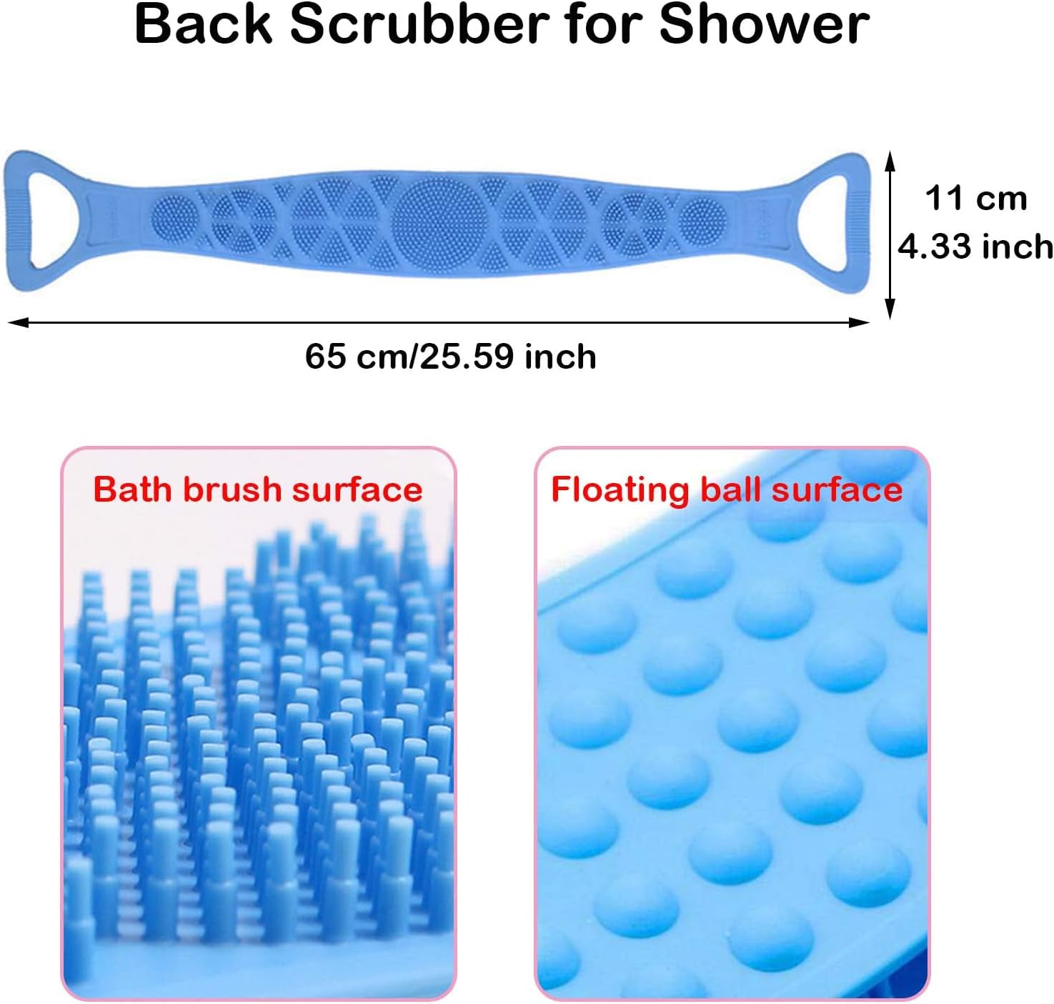 Paifeancodill Back Scrubber for Shower, Body Scrubber, Bath Body Brush, Double Sided Body Exfoliating & Scrubbing Bath Brush for Massage & Cleansing, Silicon Scrub Belt Pad Washer for Men Women(Pink) image number 2
