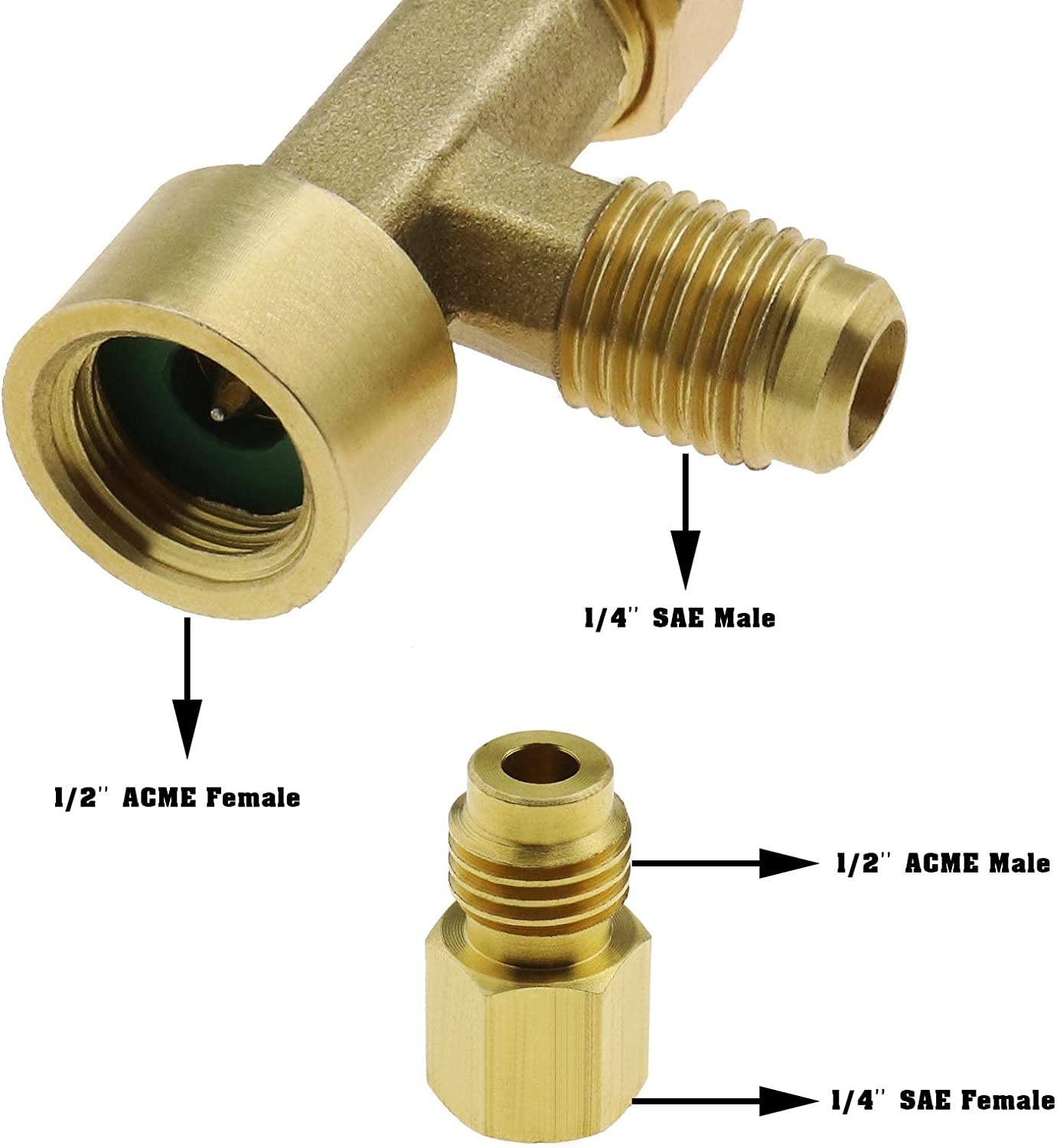 Emagtech Can Tap Refrigerant Dispenser Valve Bottle Opener with Tank Adapter Thread 1/4" SAE and 1/2" AC-ME for R134A R12 AC Charging Hose Air Conditioner Manifold image number 3