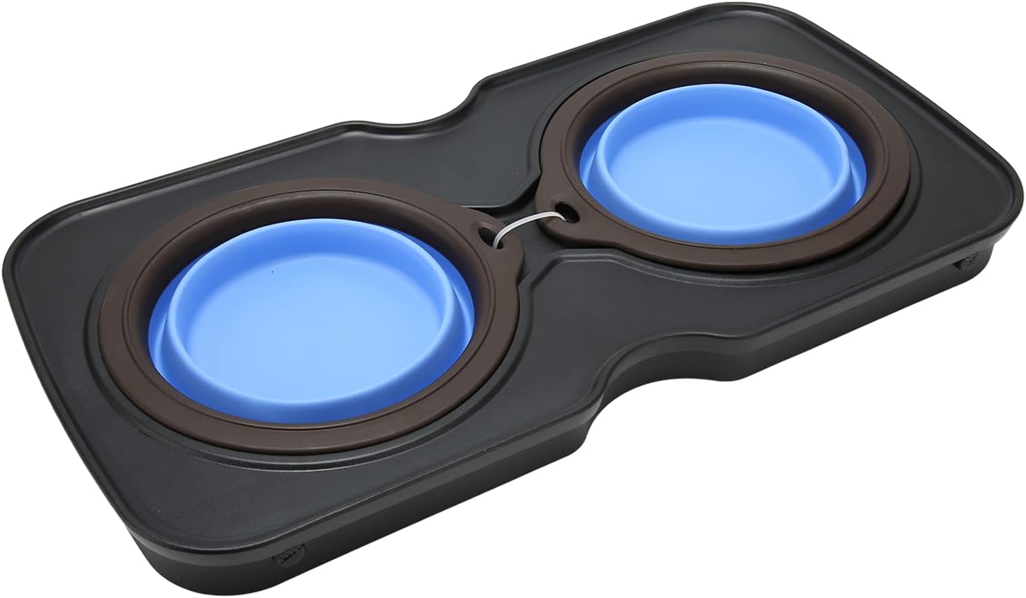 Foldable Elevated Dog Bowls, Double Food and Water Bowls with Stand, Collapsible Dog Travel Bowl Folds for Easy Storage Collapsible Feeding Table for Outdoor Camping Travel(Large, Blue) image number 4