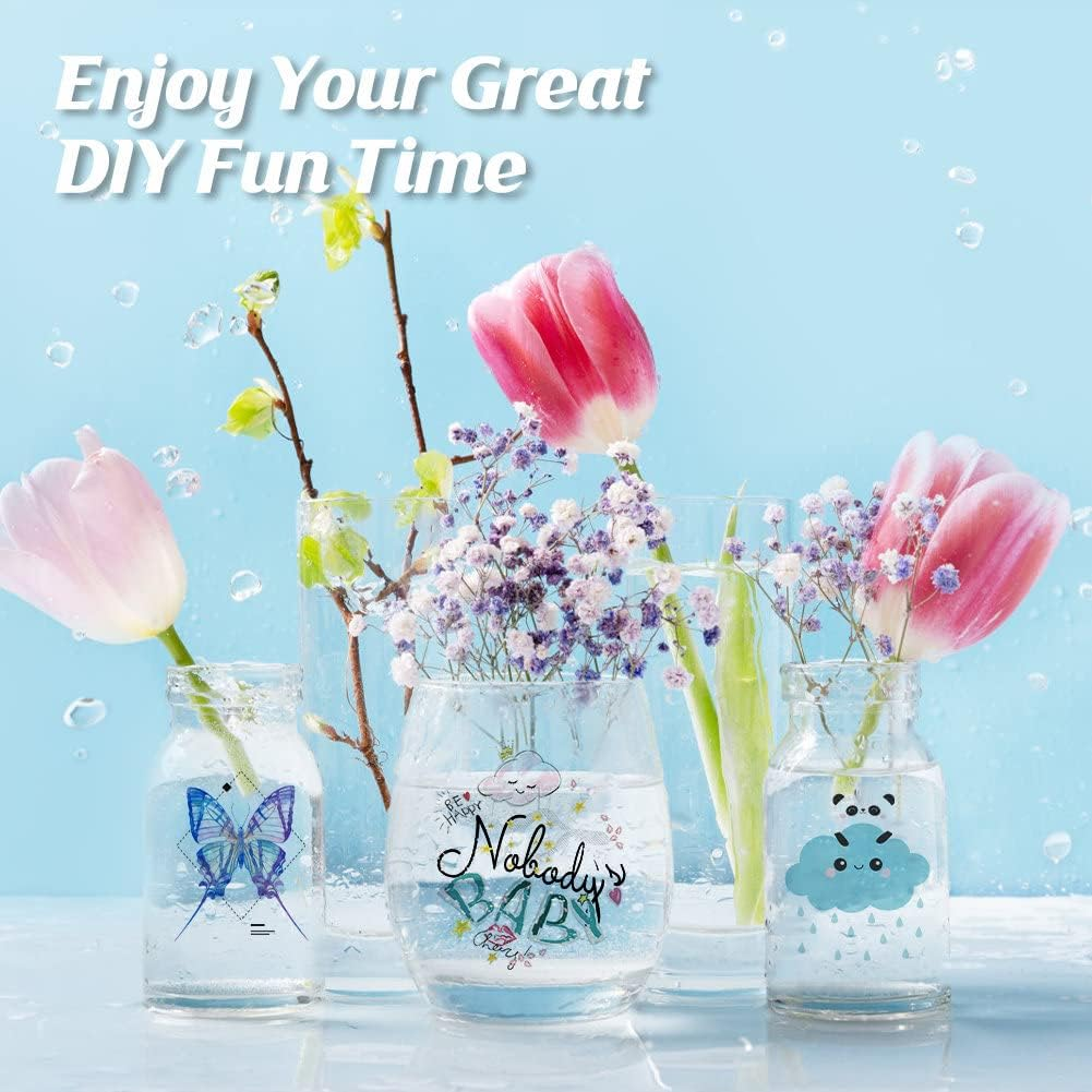 Transourdream 3D Waterslide Decal Paper for Inkjet & Laserjet Printers (A4,10 Sets) Clear Transparent Printable Water Transfer Paper for DIY Tumblers, Mugs, Ceramics, Glass（Tod-Au-3Dws-C10） image number 1