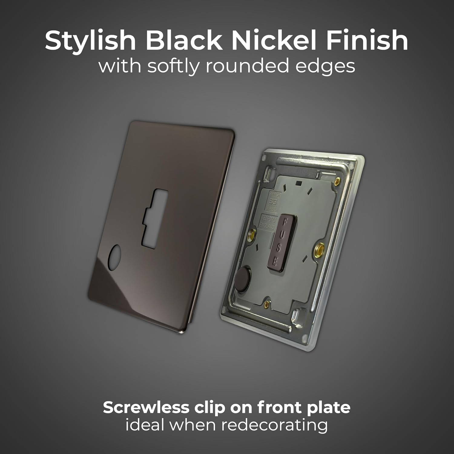 BG Electrical Screwless Flat Plate Fused Connection Unit with Cable Outlet, Black Nickel, 13 Amp image number 4