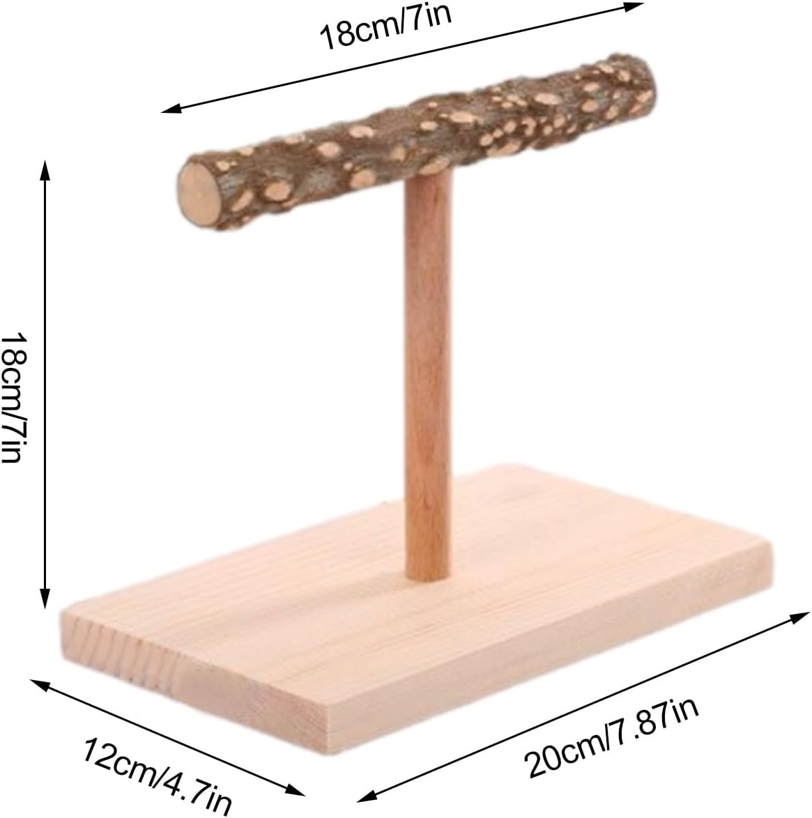 Perches for Parakeets,Natural T Shape Wood Bird Perch - Table Top Cockatiel Perch Bird Exercise Toy for Cockatiel Budgerigars Love Bird Macaws Parrots Peonies - S image number 7