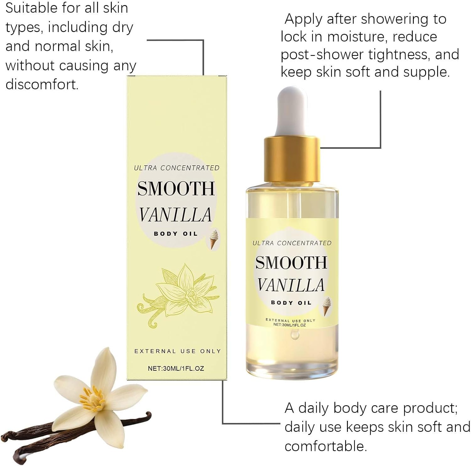 Sugar Cookie Body Oil for Silky Smooth Skin, Fragrance Body Oil for Women with Castor, Vitamin E, Shea Butter, Long-Lasting, Fast Absorbing, Non-Greasy, Moisturizing image number 6