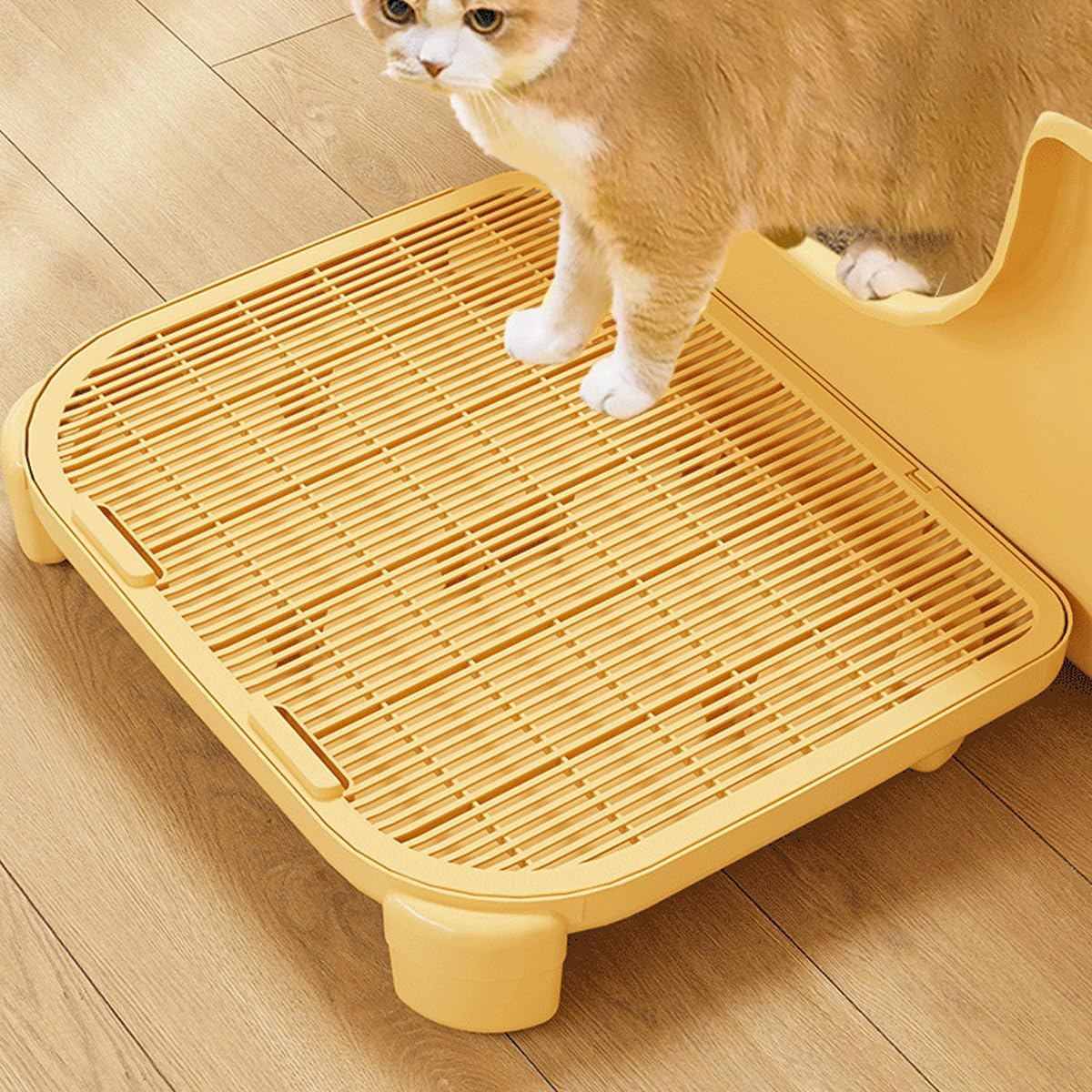 AIMALL Double-Layer Cat Litter Mat with Large Grid Leak Design 19.68X15.94X3.54In Anti-Tracking Rubbing Foot Platform with Detachable Tray Non-Slip Base for Cat Litter Box Area image number 3