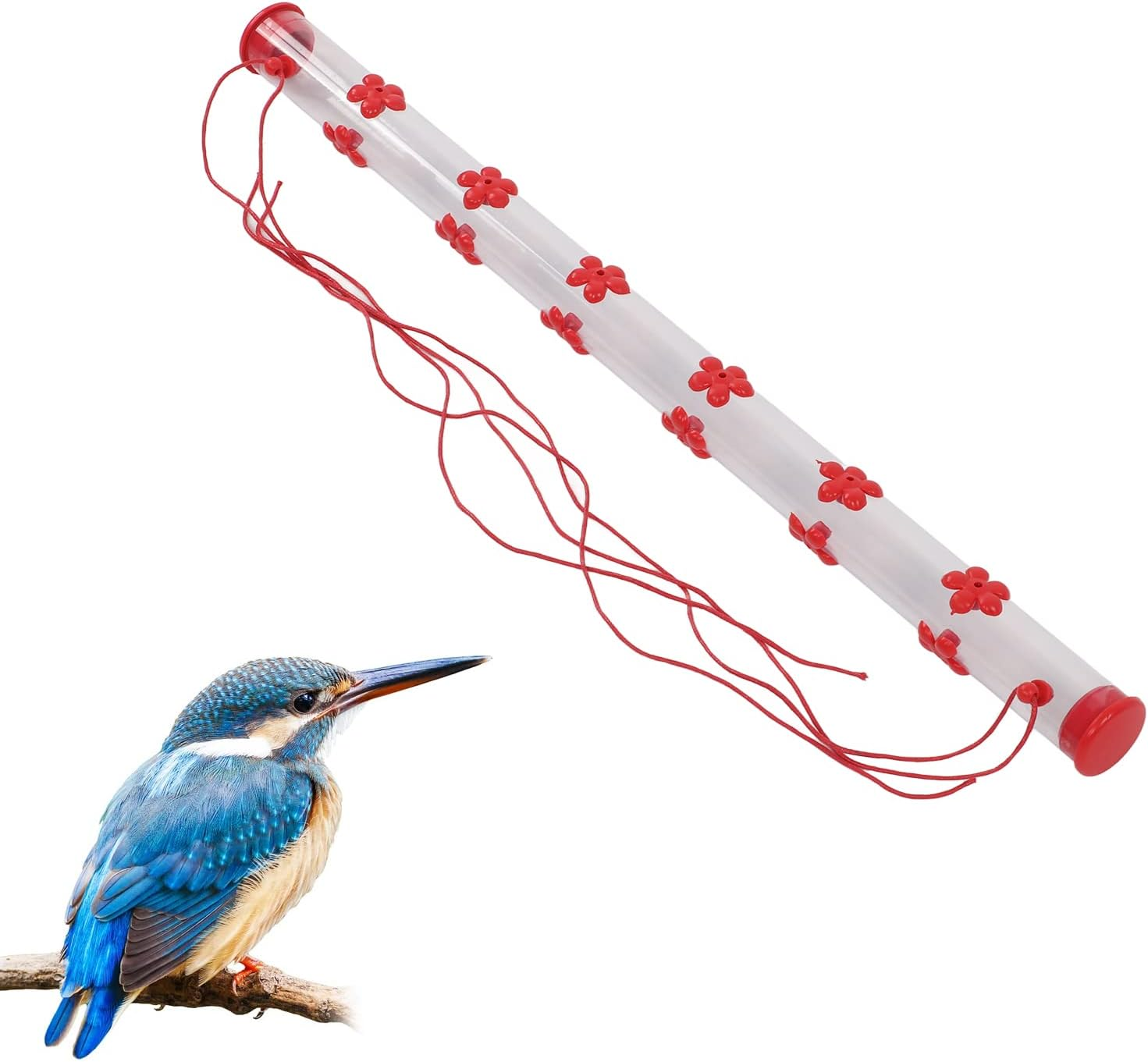 Hanging Long Tube Bird Feeder, Attractive 360 Degree View Unique Design Hummingbird Feeder with Flower, Hummingbird Feeder for Deck Terrace Garden Courtyard (50) image number 5