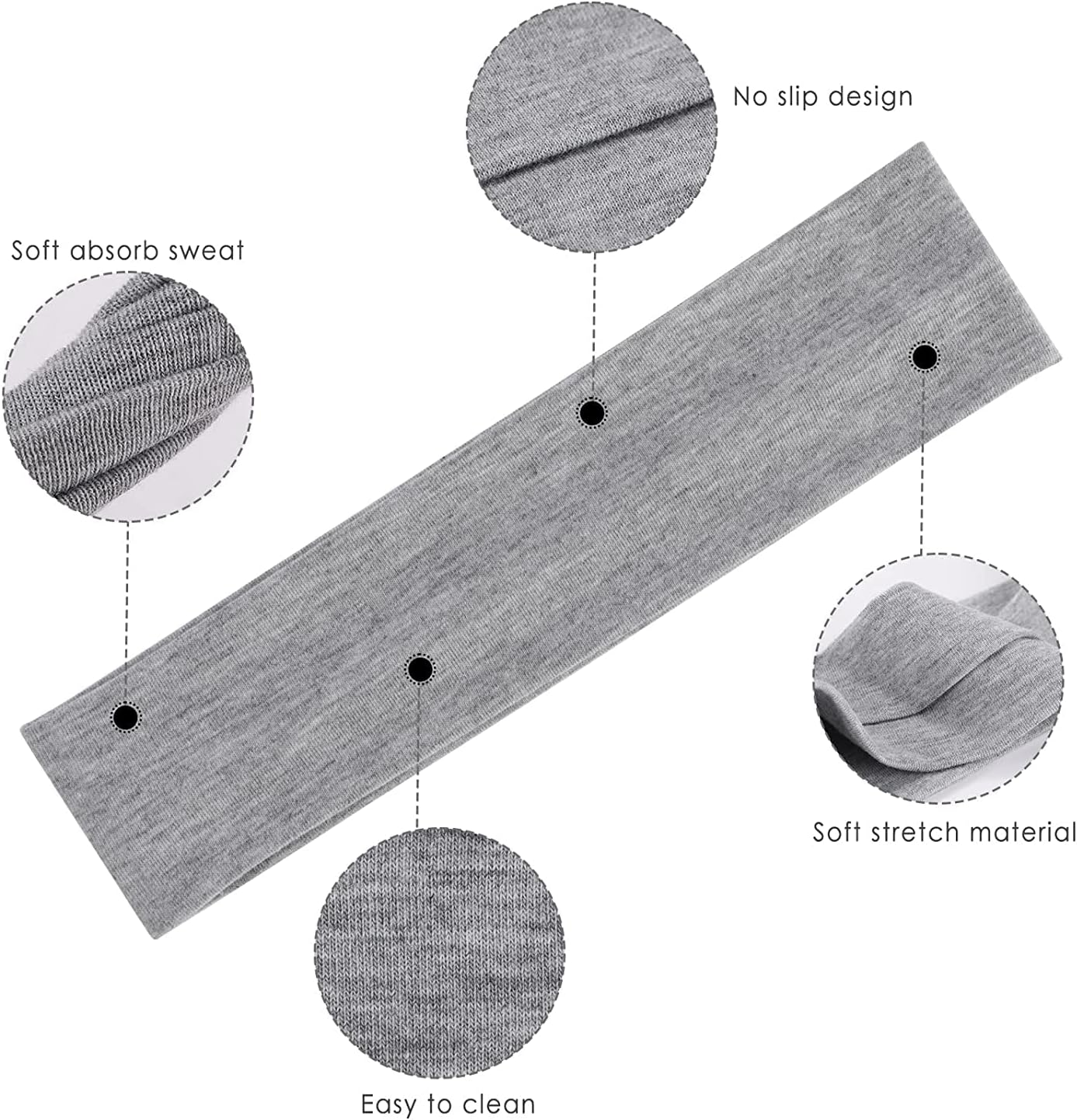 Witbicg Women'S Headbands, Sweatband, Forehead Sweatband, Head Sports Headband, Thin Sports Headband, Hair Band, Boys for Running, Cycling, Yoga, Elastic Moisture Wicking Pack of 6