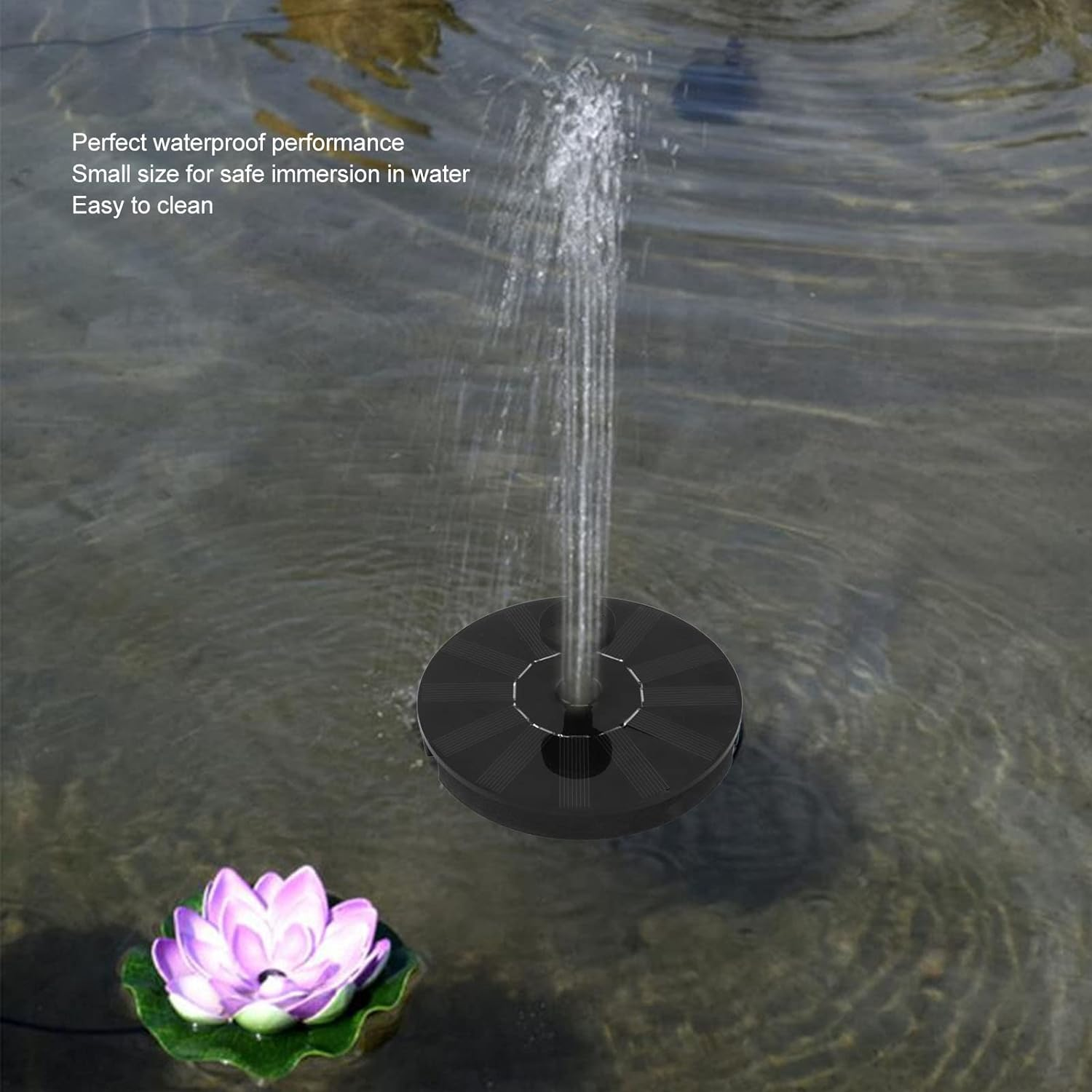 Solar Fountain with 5 Nozzles, Solar Fountain Pump for Bird Bath, Waterproof Floating Fountain Solar Water Fountain for Fish, Solar Bird Bath Fountain for Garden, Pond, Pool image number 2