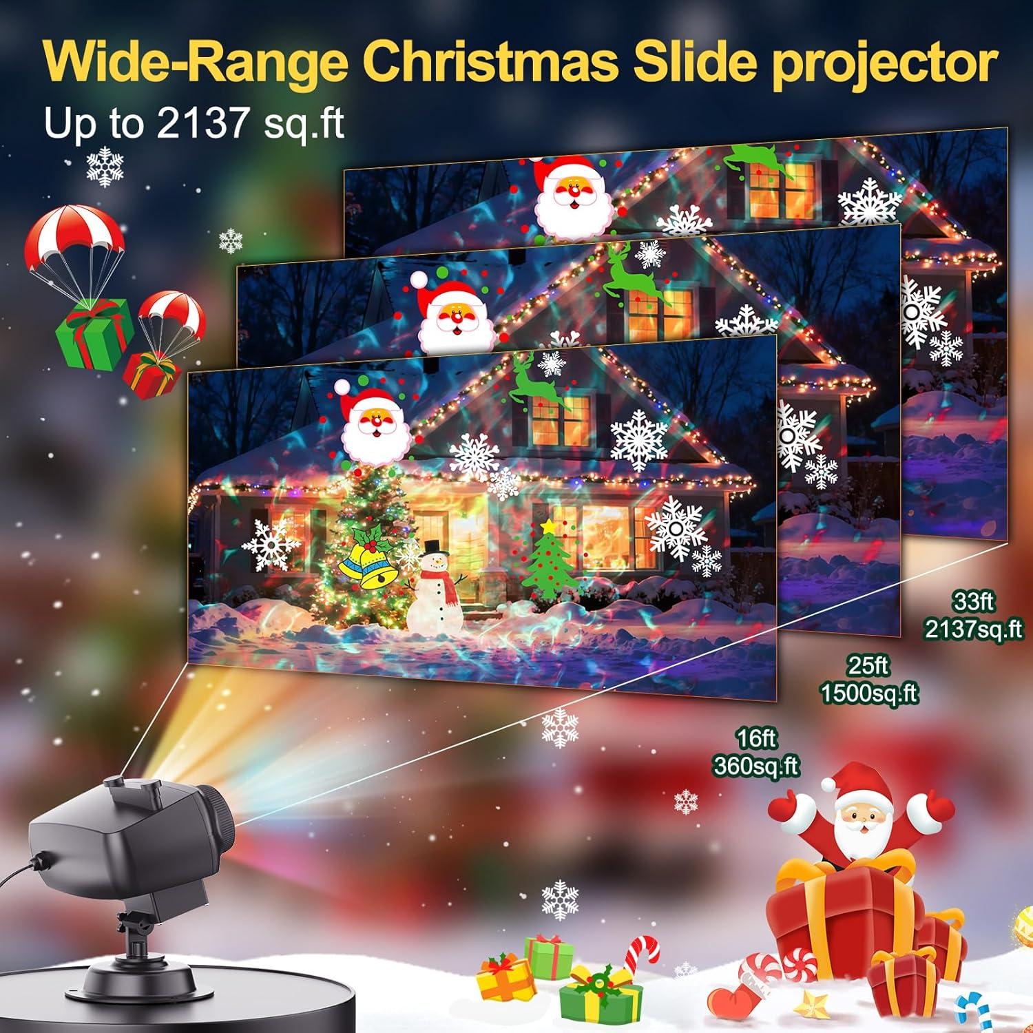 Halloween Projector Window Waterproof 2-In-1 Halloween Christmas Projector Outdoor with 10HD Films and 10 Colours Sea Waves with Remote Control and Timer for Holidays, Parties, Decoration, Garden image number 5