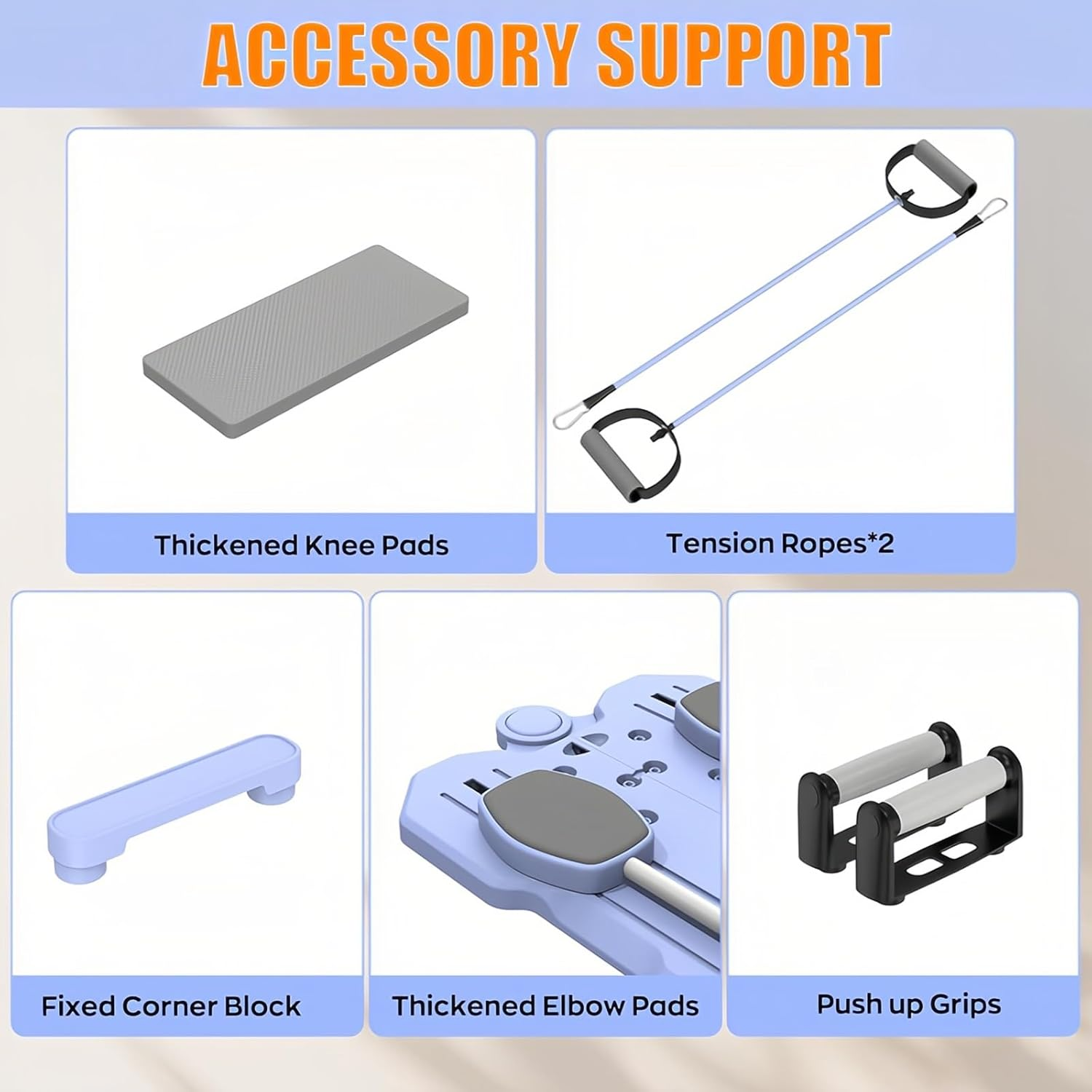 Taoluwin Thigh Strength Trainer, Pilates Board Reformer Set, Portable Pilates Reformer Board with 350Lb Capacity, Foldable Pilates Sliding Board Kit, Adjustable Ab Core Exercise Board, Lavender image number 4