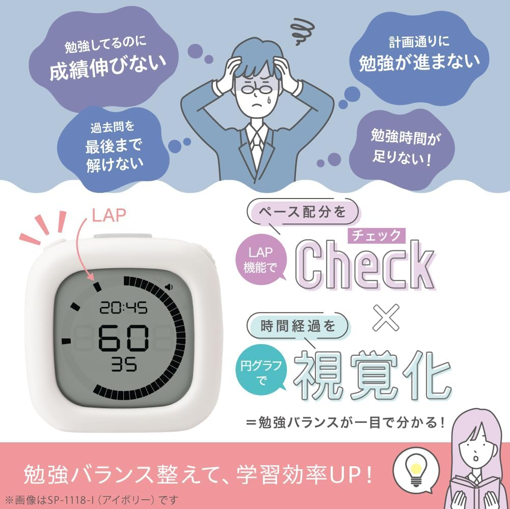 Sonic SP-1118-LB Learning Timer, Time Sensation Timer, Pace Make, with Wrap Function, Study Timer, Light Blue - Blue (Light) image number 2