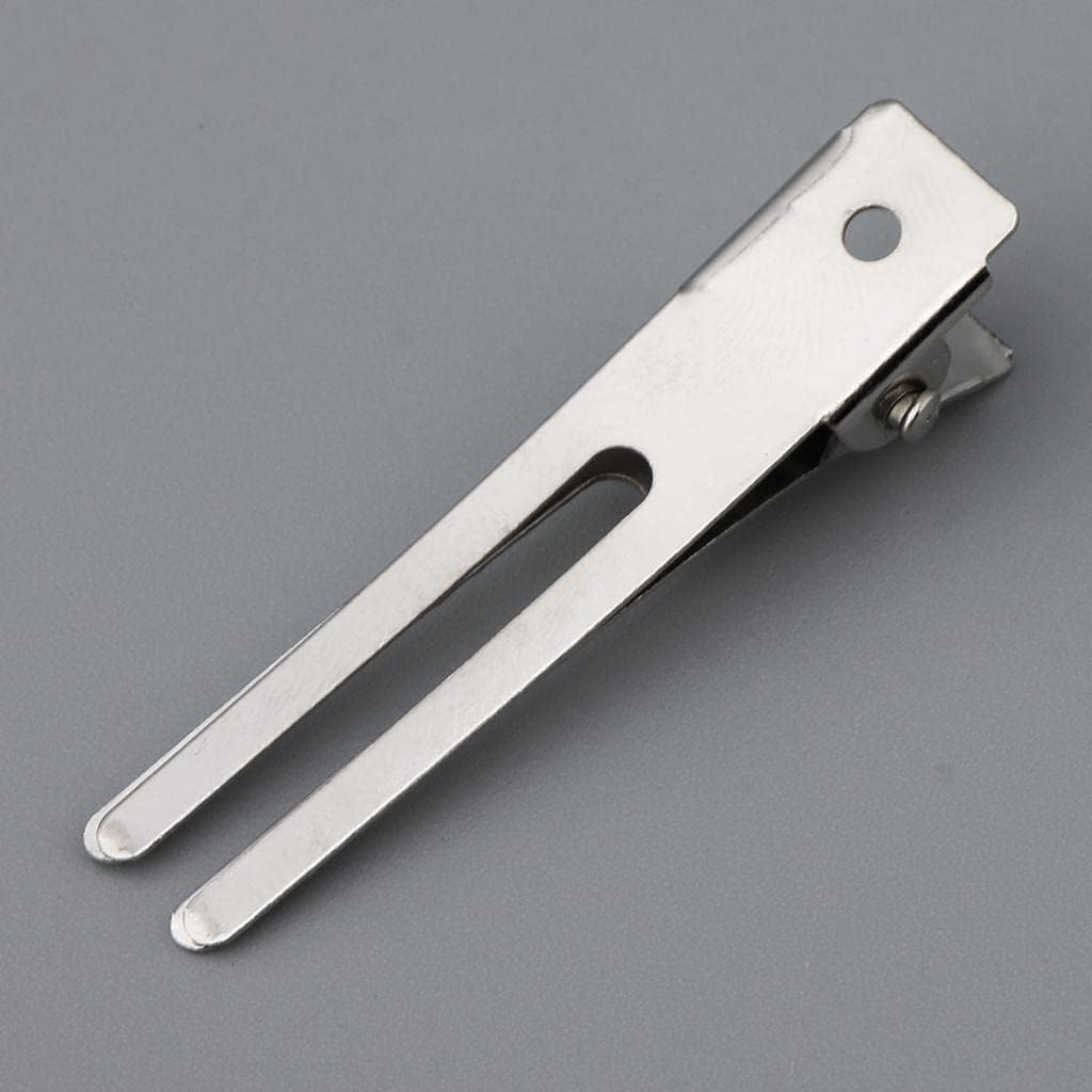 Baoblaze 10Pcs Women Girls Blank Silver Double Prong Metal Alligator Clips DIY Hair Bows Slides Makings 4.5 Cm image number 1