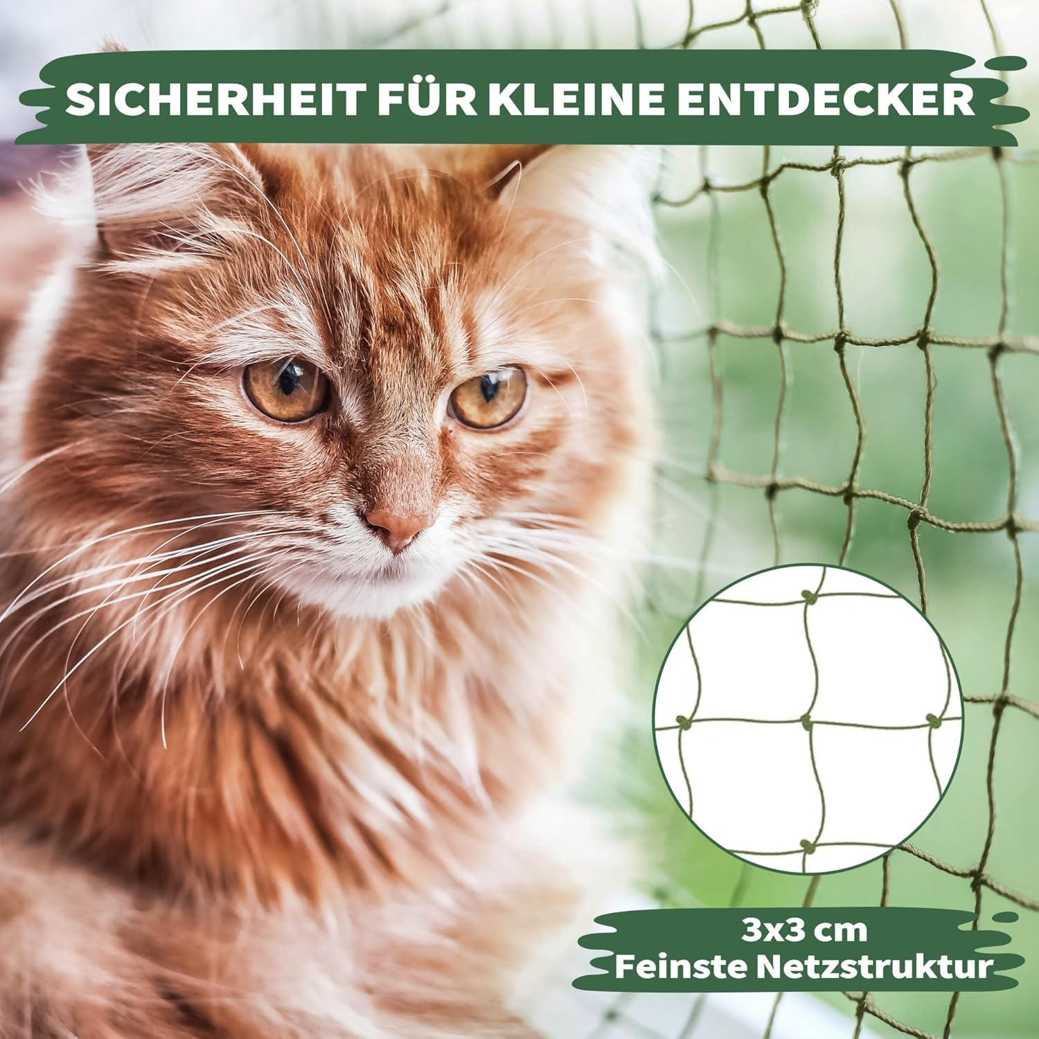 WOOWOOD Cat Net for Balcony [No Drilling Required] - Cat Net Wire Reinforced - Cat Protection Net Weatherproof & Uv-Resistant - Cat Grid Including 20 Cable Ties & Dowels - Cat Net Balcony and Window image number 4