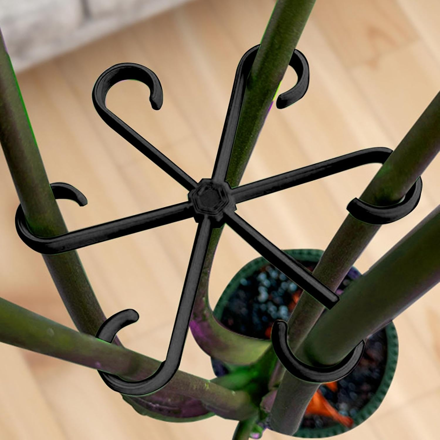 Plant Stem Holder, Climbing Indoor Plant Trunk Support, 4PCS Plants Support Stake, Reusable Flower Plants Stakes Climbing Houseplant Trellis for Potted Plants - Green image number 6