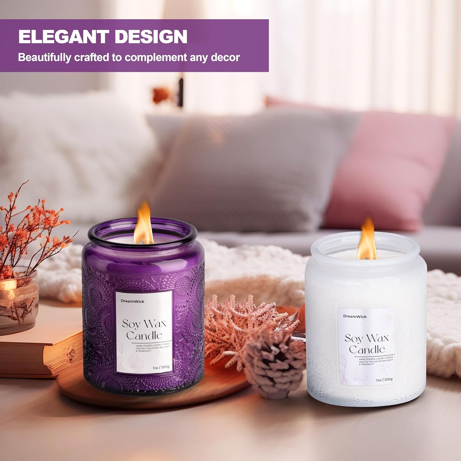 Dreamwick Highly Scented Candle &ndash; Natural Soy Wax Candle in Stylish Jar (200 G / 7 Oz) &ndash; Aromatherapy Candles for Relaxation and Home D&eacute;cor &ndash; Perfect for Living Room or Bedroom (Sea Salt & Sage) image number 1