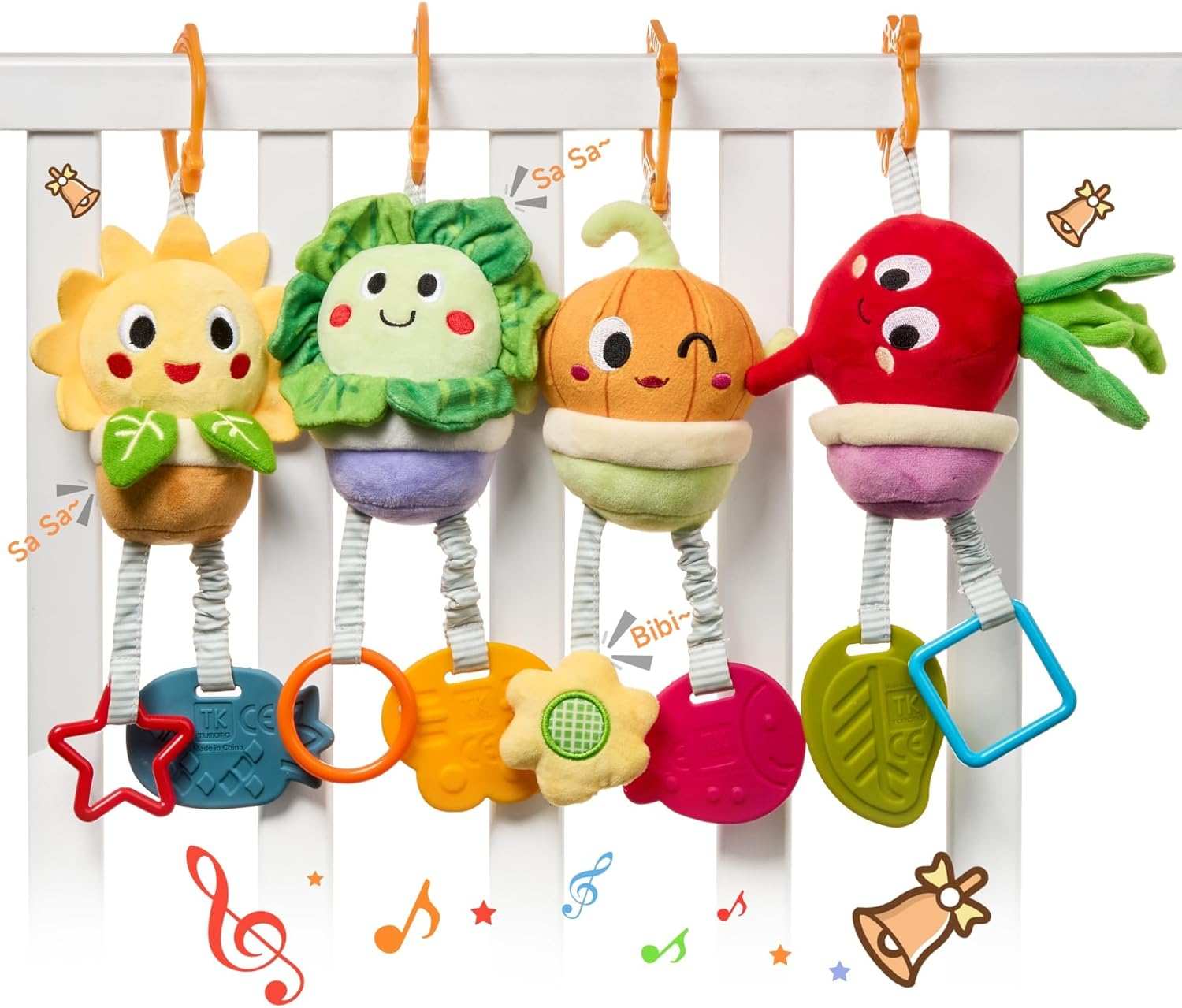 TUMAMA Baby Soft Potted Plant Hanging Stroller Toys Crib Car Seat Toys,Infant Newborn Crinkle Rattles with Squeaky Sensory Developmental Toy 0 3 6 12 Months image number 5