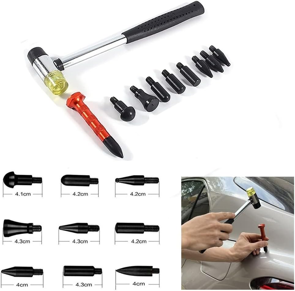 23-Piece Professional PDR Kit for Paintless Dent Repair, Auto Body Hail Damage & Door Dings Removal Tool Set with Manganese Steel Rods & Knock down Pen image number 5