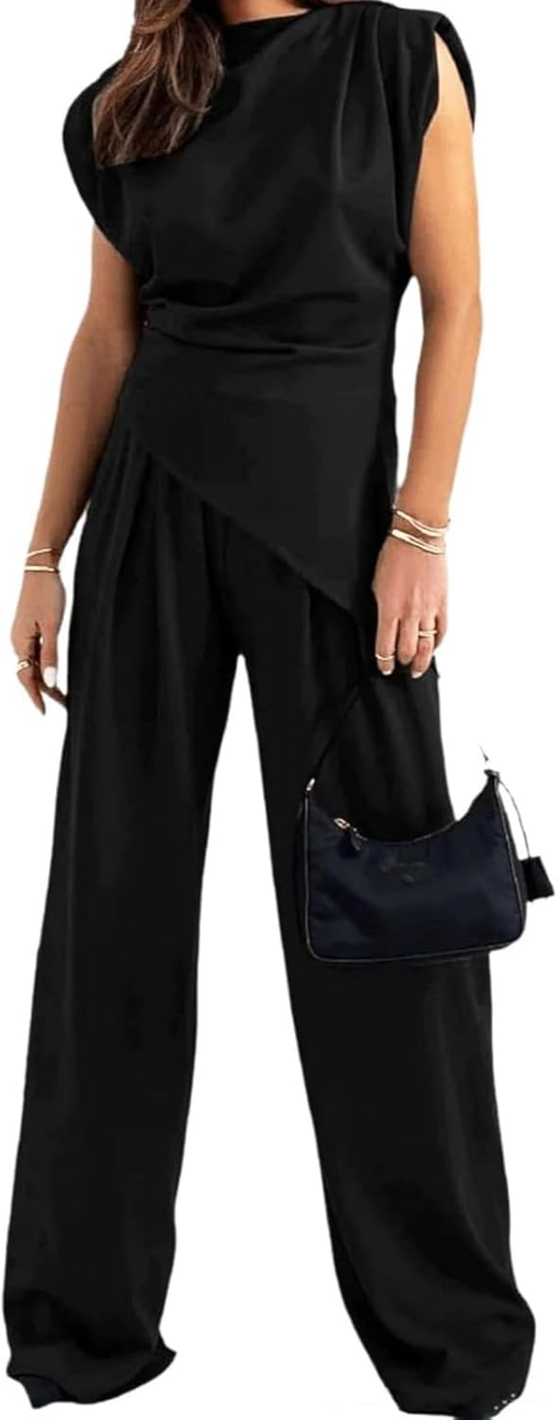 Zestora Two Piece Outfit, Women'S 2 Piece Outfit Set - Tank Top Wide Leg Pants, Stylish Casual Formal Outfits