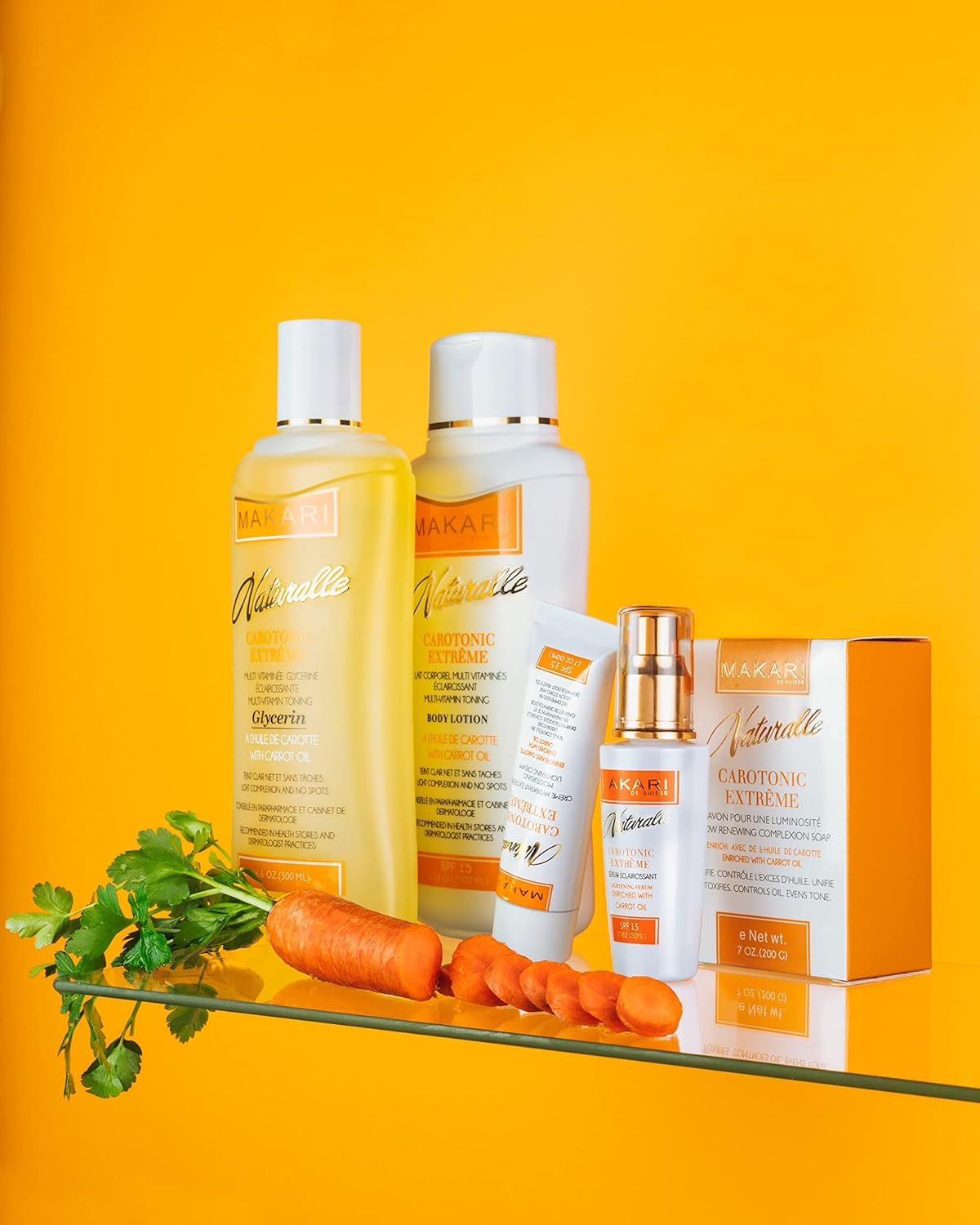 Makari Carotonic Extreme Glow Renewing Body Lotion, Infused with Carrot Oil & SPF 15, Helps Oil Control & Acne Treatment for Blemishes, Reduces Dark Spots & Hyperpigmentation, Boosts Brightening & Radiance, Provides Moisturizing & Hydrating Skin, Anti-Aging Formula for Oily & Combination Skin, 520Ml (17.6 Oz)