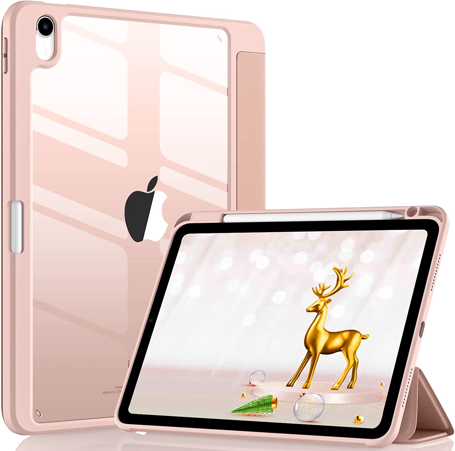 Witzon Compatible with Ipad Air 5Th Generation Case 2022 / Ipad Air 4Th 2020 Case with Pencil Holder, Clear Back Slim Stand Protective Smart Cover for Apple Ipad Air 5/4 10.9 Inch Cases, Starlight
