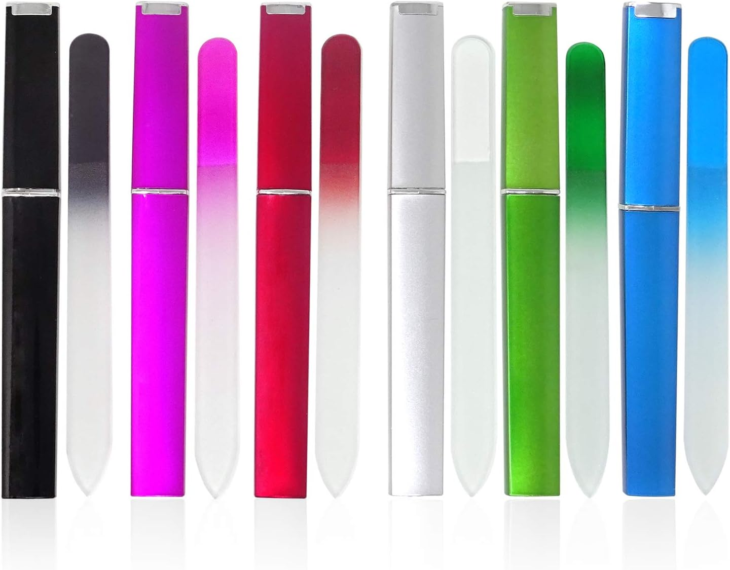 Honbay 6PCS Double Sided Glass Fingernail Files Nail File Buffers with Plastic Protective Case for Women Men image number 6