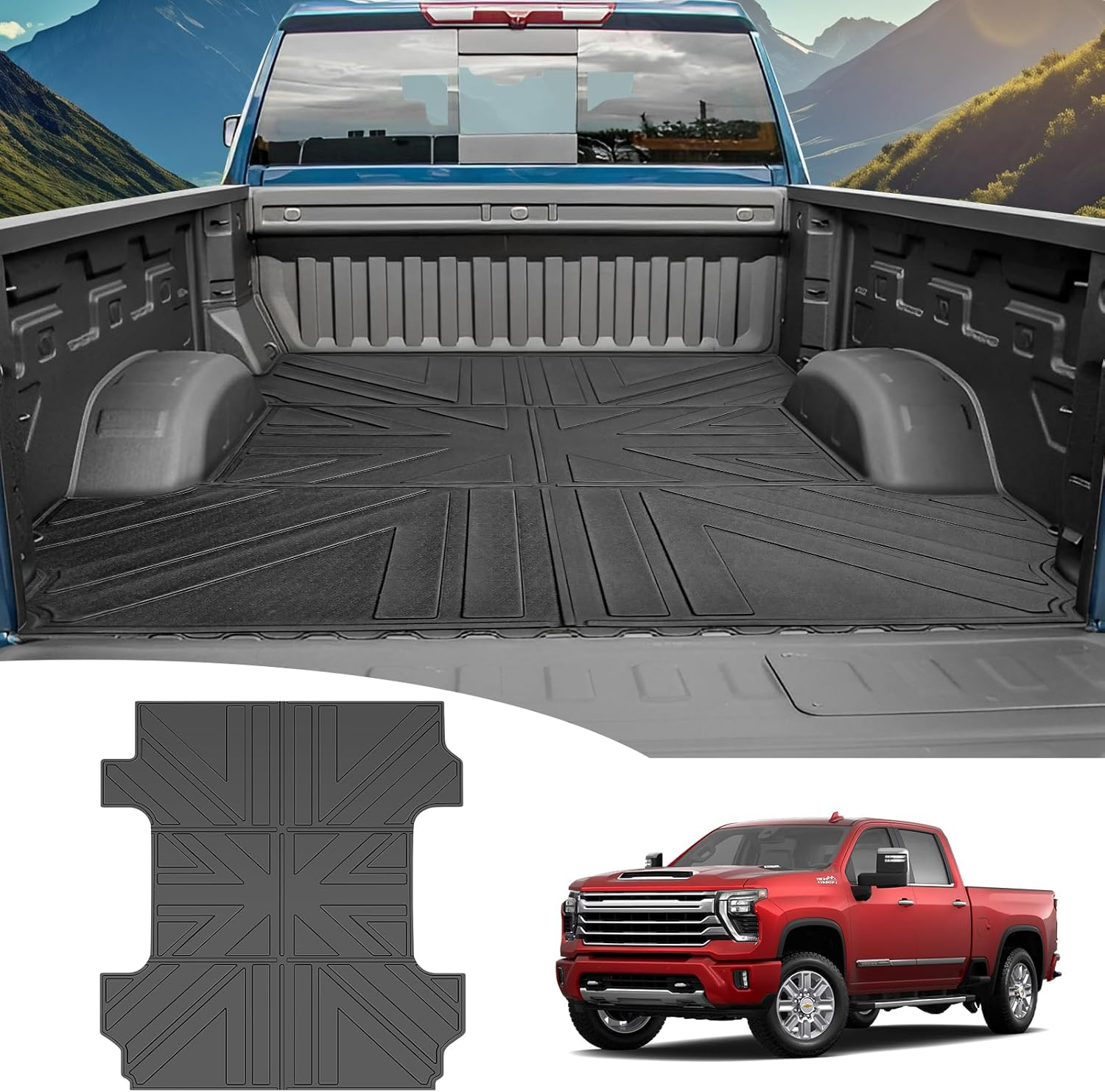 JTYZSM Truck Bed Mat for 2020-2024 2025 Chevy Silverado/Gmc Sierra 2500 3500 HD 6.8FT Only,Bed Liner All Weather TPE Trunk Bed Liner for 20-25 Chevrolet Silverado/Gmc Sierra 2500 3500 Accessories image number 1