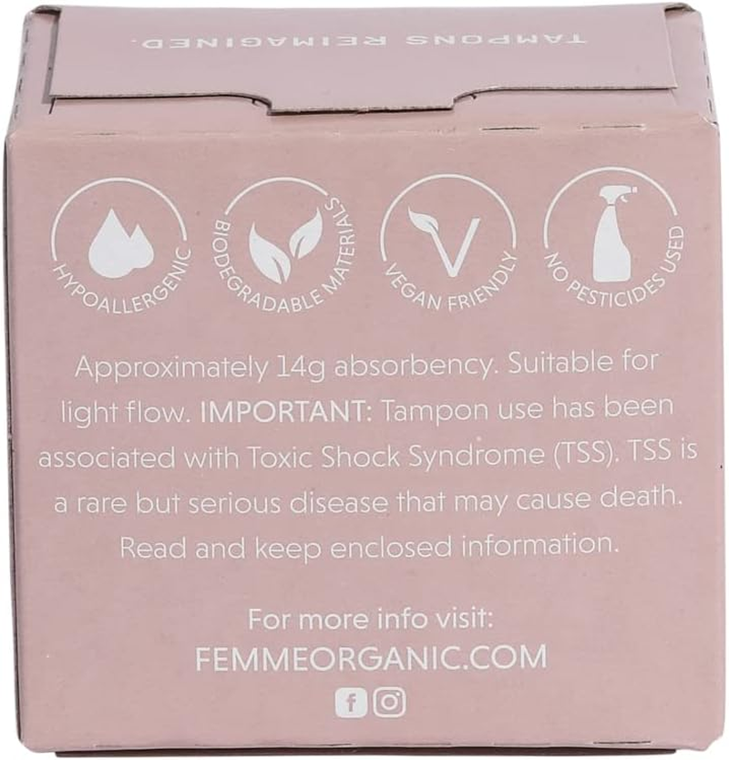 Femme Organic Cotton Tampons, 15-Piece Set, Super