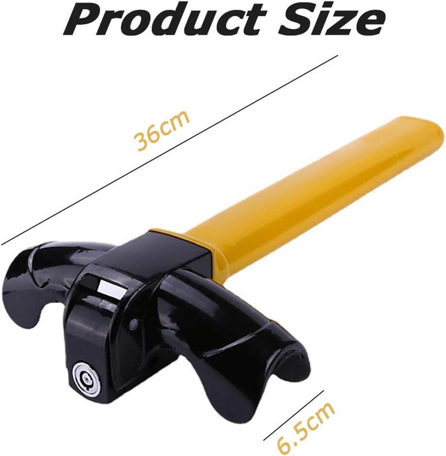 MOTRAIN Universal Steering Wheel Lock, Brake Pedal Lock, High Security Brake Clutch Pedal Lock with 2 Keys Black