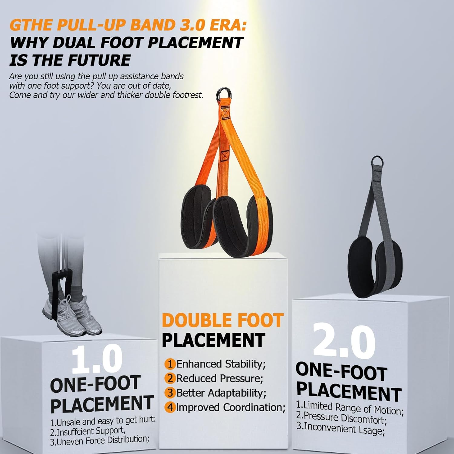 Pull up Assistance Bands, Adjustable Heavy-Duty Resistance Bands with Fabric Feet/Knee Rest, for Home Gym, Strength Training & Pull-Up Workouts image number 4