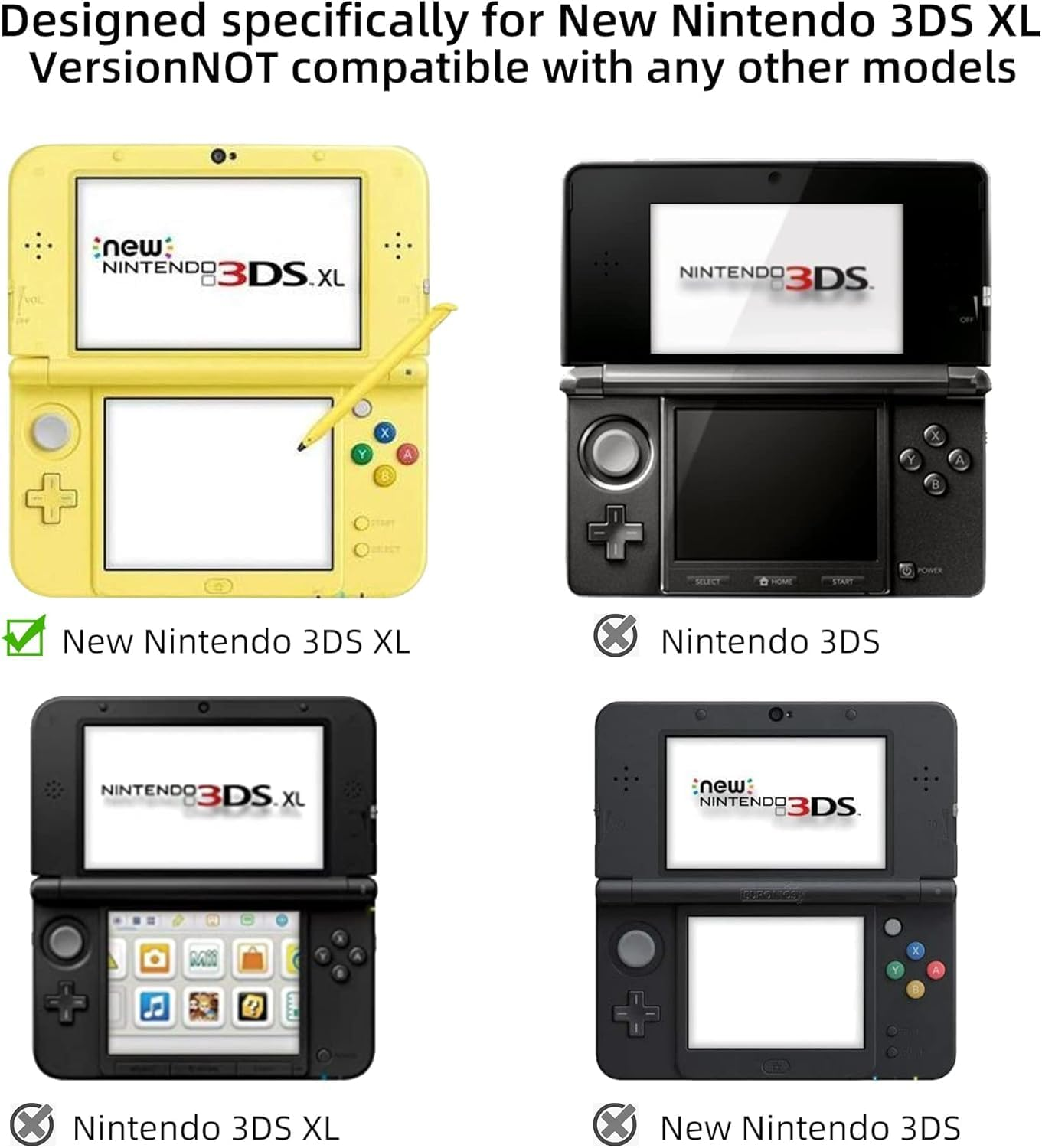 Hard Case Compatible with New Nintendo 3DS XL LL 2015 with 2 Packs Screen Protector,Ultra Clear Crystal Transparent Hard Case,Tempered Glass for Top Screen and HD Clear Crystal PET Film image number 4