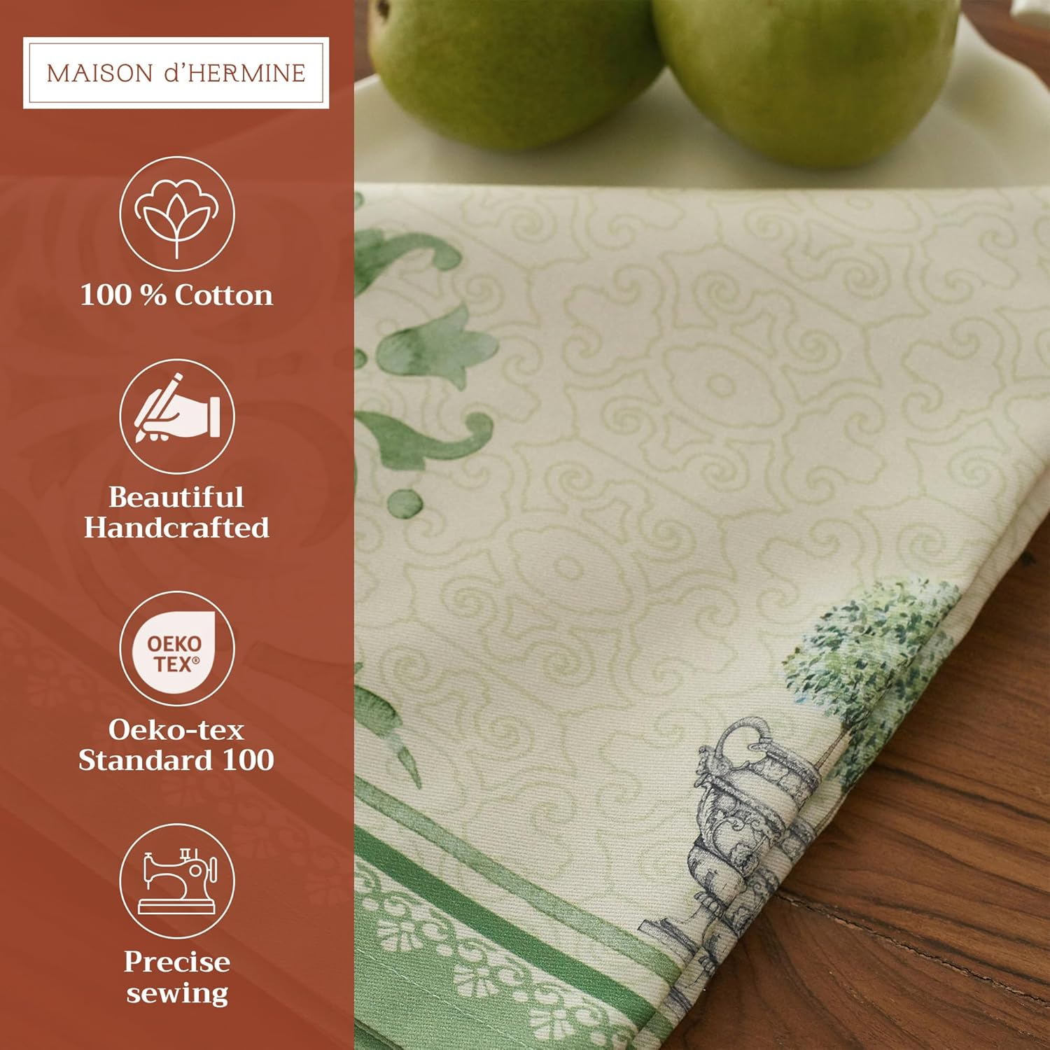 Maison D' Hermine Cloth Napkins Set of 4 100% Cotton Everyday Reusable Square Napkins Cloth Washable, Dinner, Party, Wedding, Restaurant, Spring/Summer (Jardin Du Roy, 20" X 20") image number 3