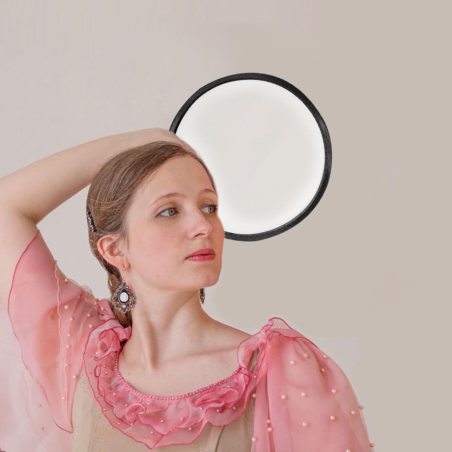 2 Pcs Foldable Fan,Handheld round Folding Fan,White Hand Held Fans，Plastic Mini Fan for Wedding, Home Decoration,Children'S Painting Diy,Dancing Party Summer Performance image number 1