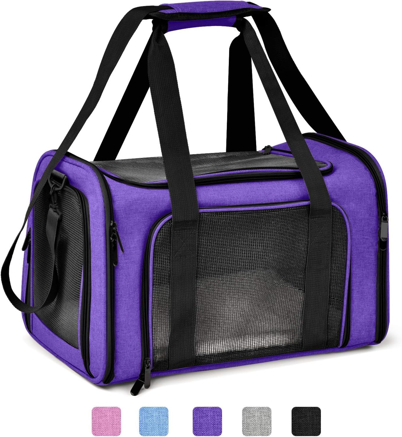 Henkelion Large Cat Carriers Dog Carrier Pet Carrier for Large Cats Dogs Puppies up to 25Lbs, Airline Approved Big Dog Carrier Soft Sided, Collapsible Waterproof Travel Puppy Carrier - Purple - Blue image number 6