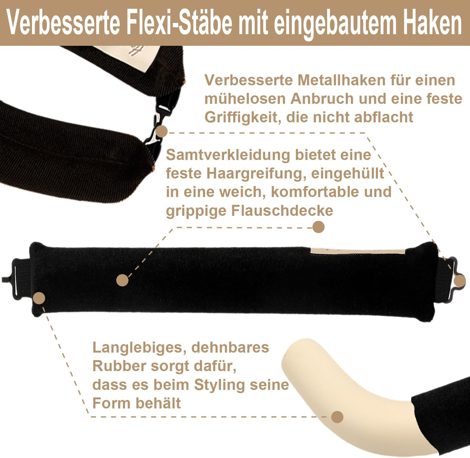 Heatless Curling Rod Headband, WINOK 3-Pack Heatless Curling Set for Overnight Styling, No Heat Hair Rollers for Short Long Hair - Black