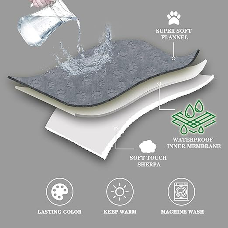 Dog and Cat Pet Blanket - Waterproof Washable Cat and Dog Wool Blanket, Soft and Warm Plush Pad, Suitable for Beds, Sofas, Cars, Sofas, 25 Inches X30 Inches, Gray image number 1