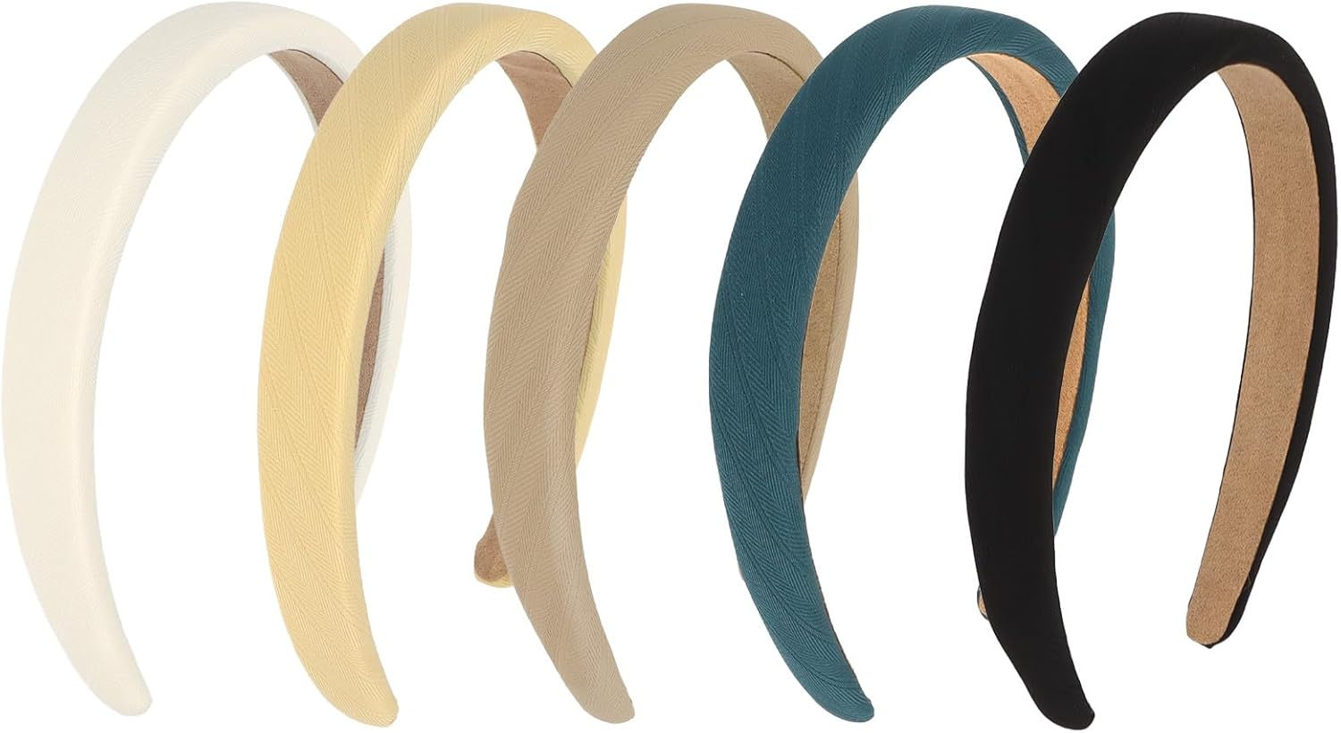 Bumlofa Pack of 5 Plain Flat Headbands for Women, Pastel Tones + Textured Design for Headbands Girls image number 4