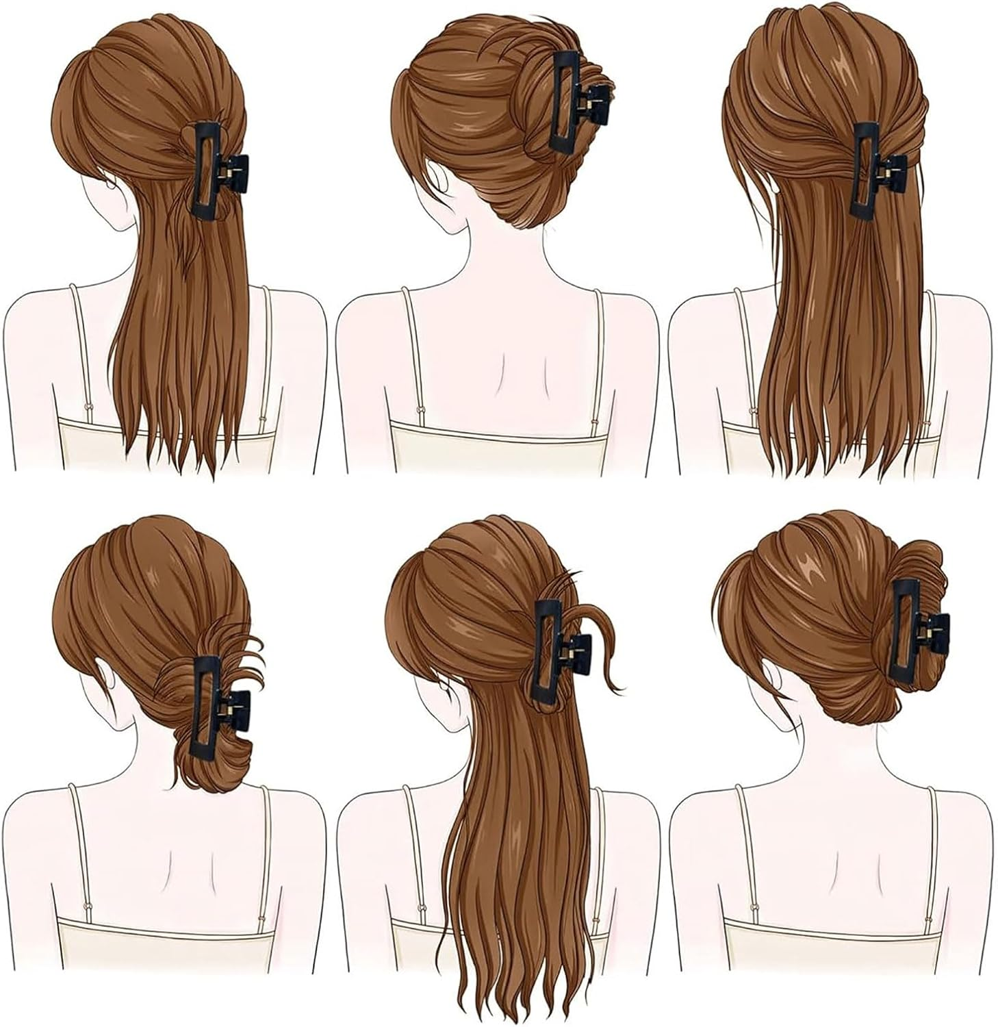 Muorruo 4 Pack Cloud Clip, Flexible Silicone Hair Clips, Non-Slip Large Bendable Clip, Soft Hair Clips for Thin and Thick Hair, Non-Removable Hair Clip (Brown)