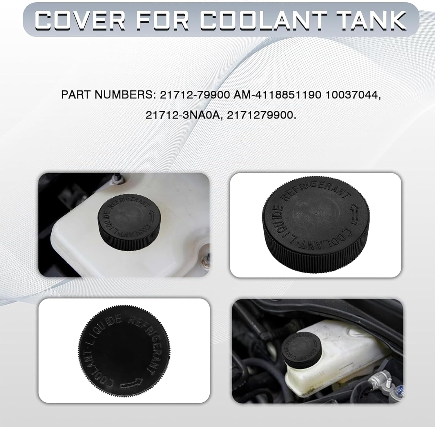2PCS Coolant Reservoir Caps,21712-79900 Engine Coolant Reservoir Cap Replacement,Engine Coolant Overflow Reservoir Tank Cap Compatible with Nissan Murano Rogue Versa Infiniti,Car Accessories(Black) image number 2