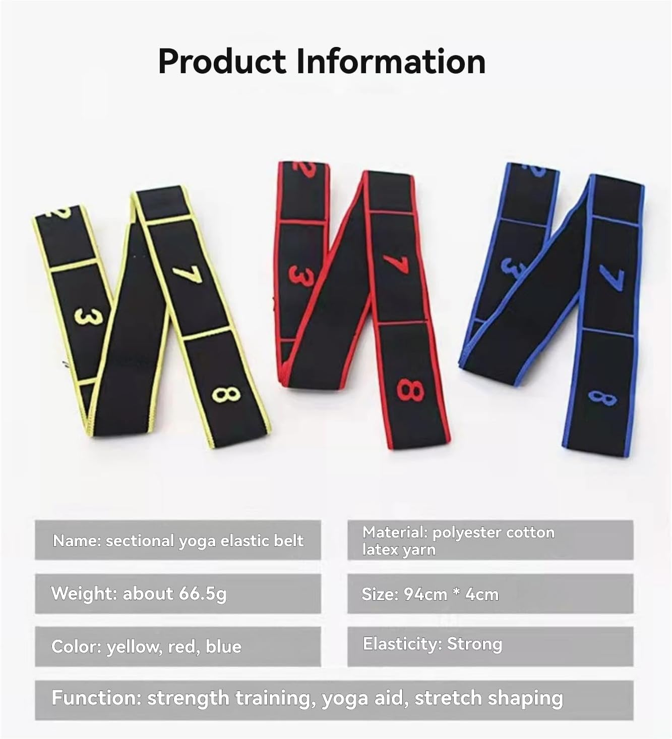 Yoga Bands Elastic Fitness 8-Section Segmented Stretching Digital Dance Back and Shoulder Suitable for Latin Pilates Strength Training Exercises Full-Body Workout Muscle Joint Mobility Enhancement image number 1