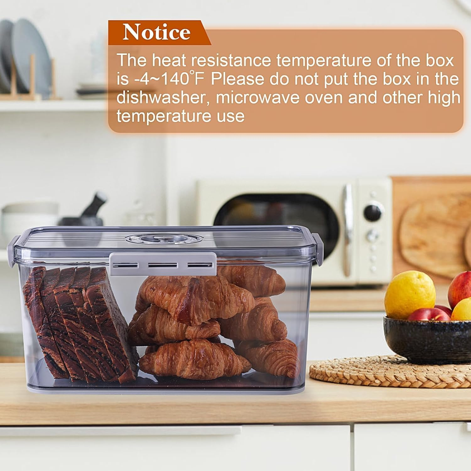 Bread Box for Homemade Bread, Bread Boxes for Kitchen Counter Airtight, Time Recording Bread Storage Container with Lid, Bread Containers Storage Airtight Loaf Bread Keeper, Grey image number 4