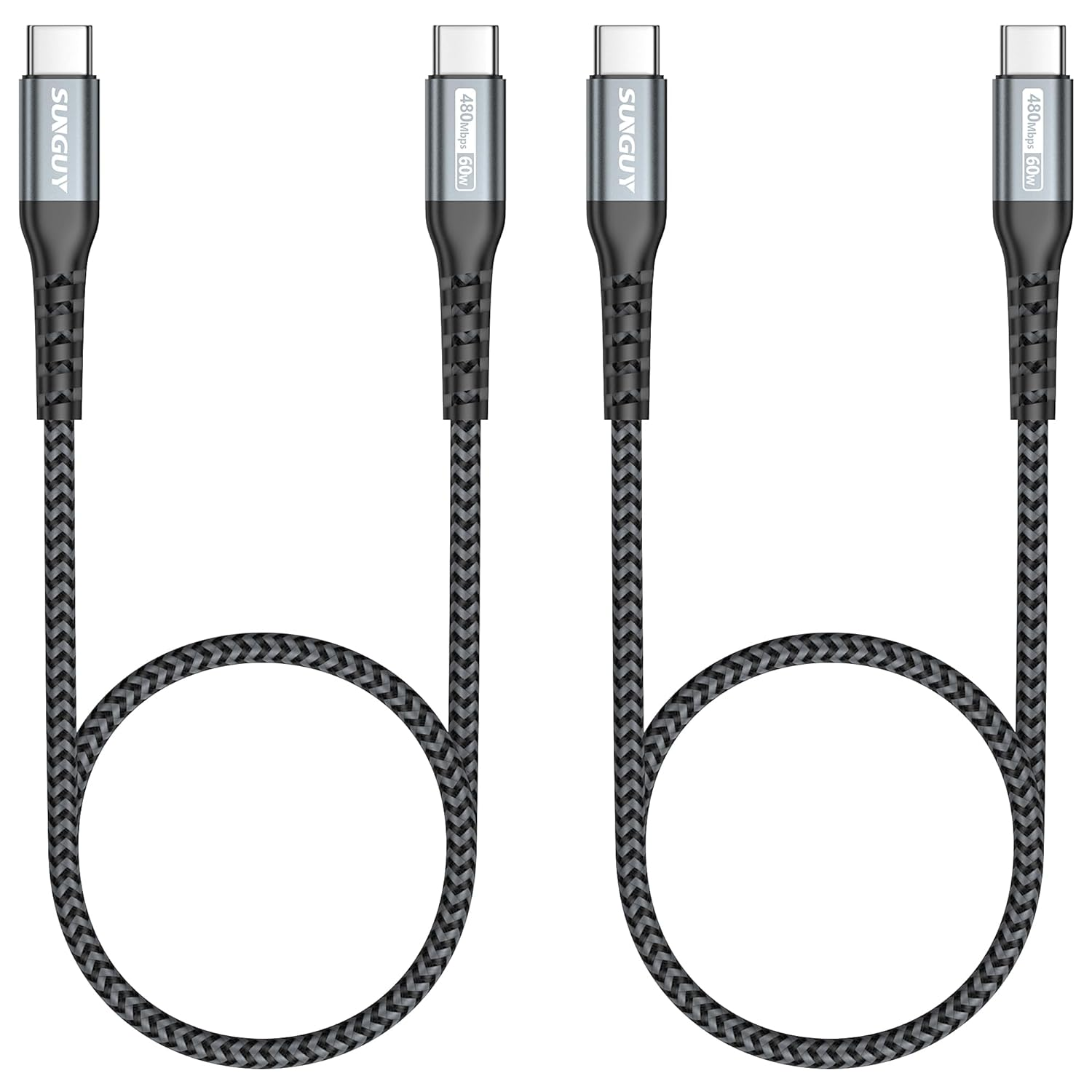 SUNGUY USB Type C to C Cable 0.5M 2-Pack, 60W Fast Charging USB C to USB C Charging Cable for Iphone 17/16/15 Series, Galaxy S24 S23, Macbook Air, Pixel 8/8 Pro and More Grey image number 5