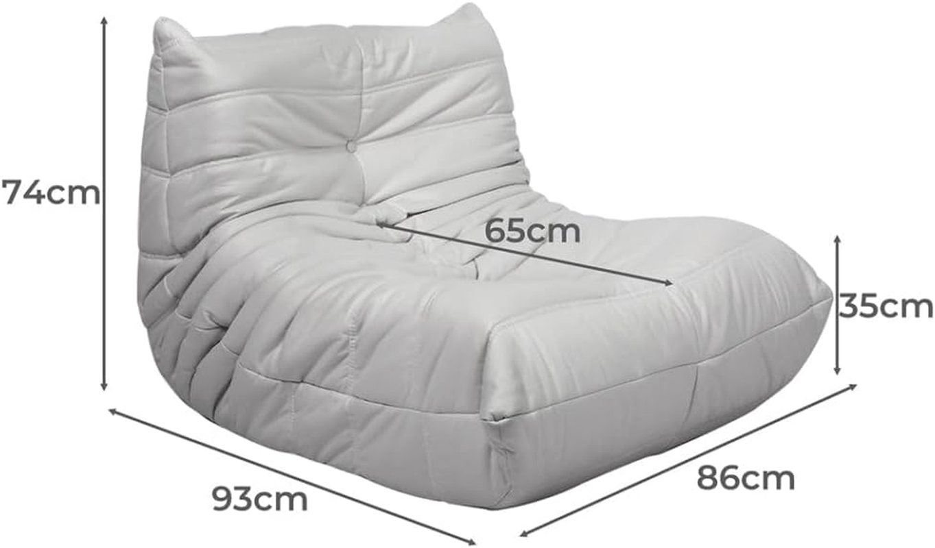 LEVEDE Single Floor Couch Frameless Whole Foam, Modern Caterpillar Lounge Sofa, Leathaire Fabric Lazy Sofa Fireside Chair, Recliner for Living Room, Bedroom, Office (Light Grey)&hellip; image number 5