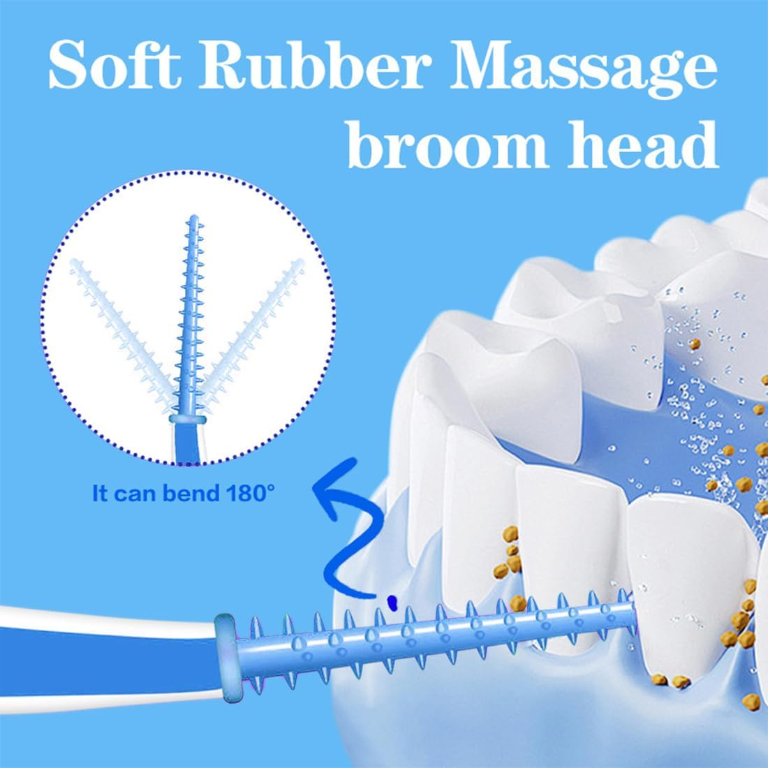 Interdental Brushes 60Pcs Curved Shape Interdental Brushes for Cleaning Hard to Reach Interdental Spaces, Silicone Interdental Brushes for Family Teeth Cleaning, Oral Hygiene