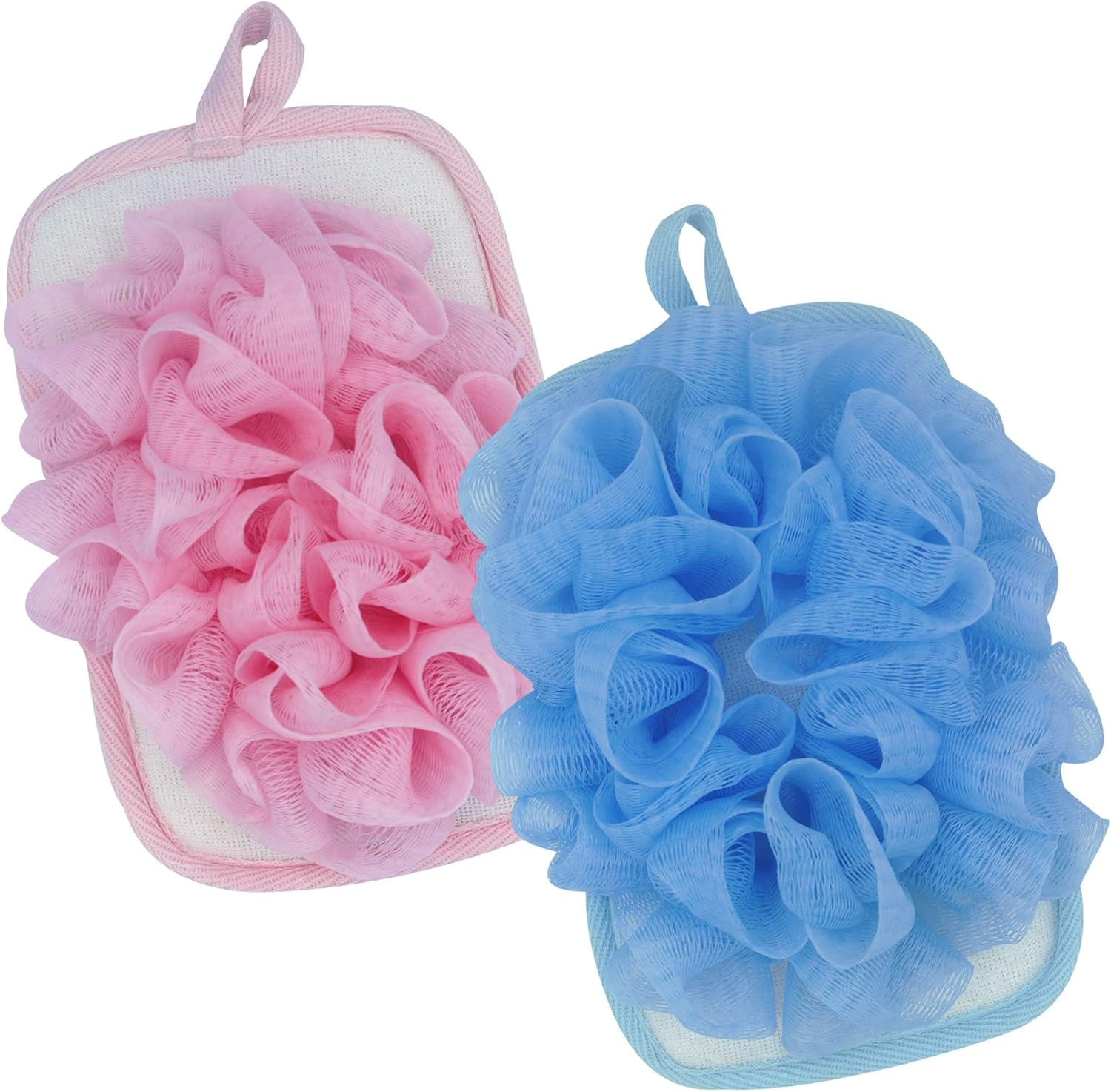 Bleu Bath (2 Pack) Exfoliating Bath Sponge Body Loofah Mitt Pad Shower Pouf Elastic Hand Strap Mesh Sponge Shower Scrubber image number 1