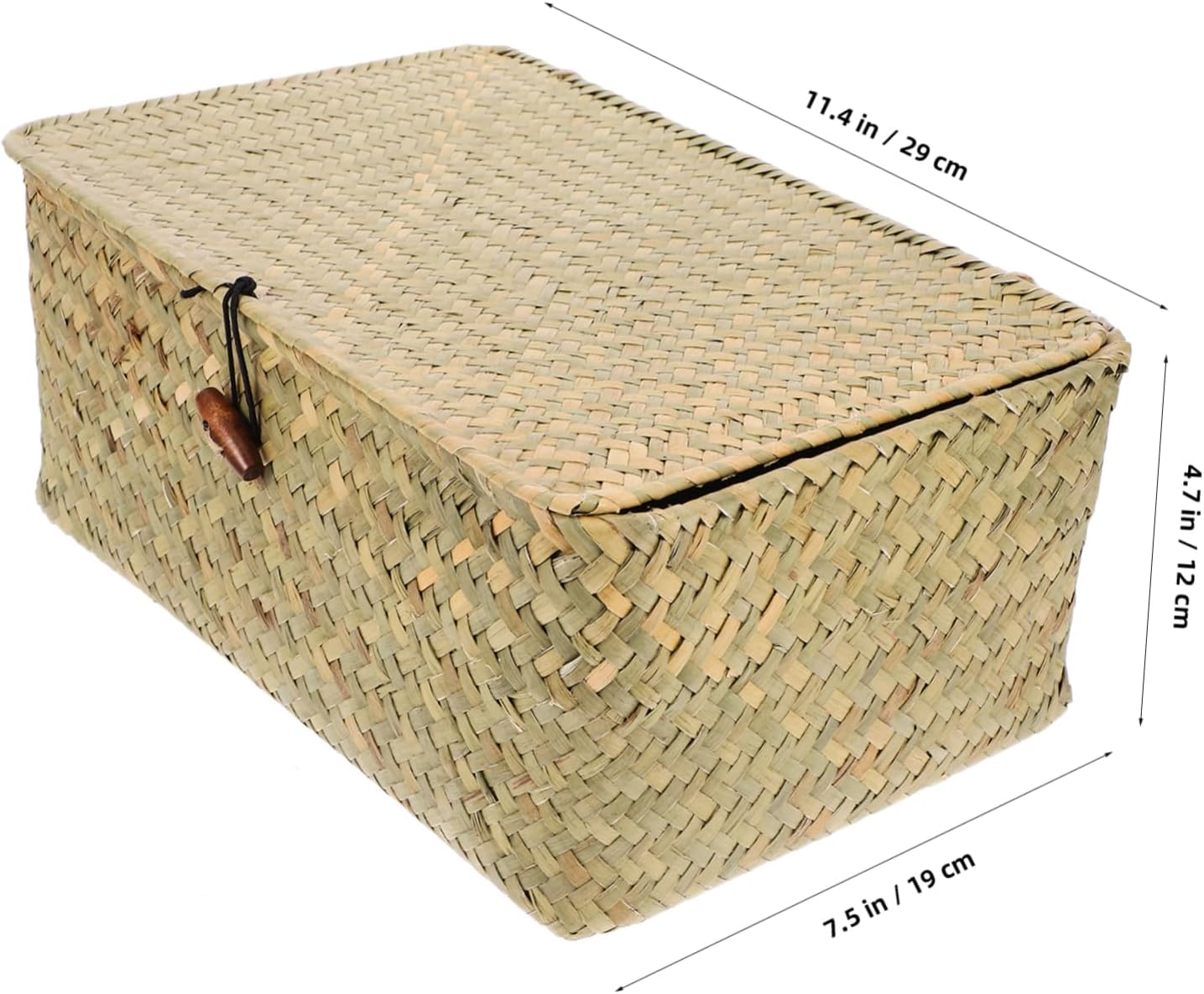 IMIKEYA Natural Color Woven Storage Box with Lid Rattan Basket for Organizing Clothes and Sundries Decor for Bedroom and Home image number 1