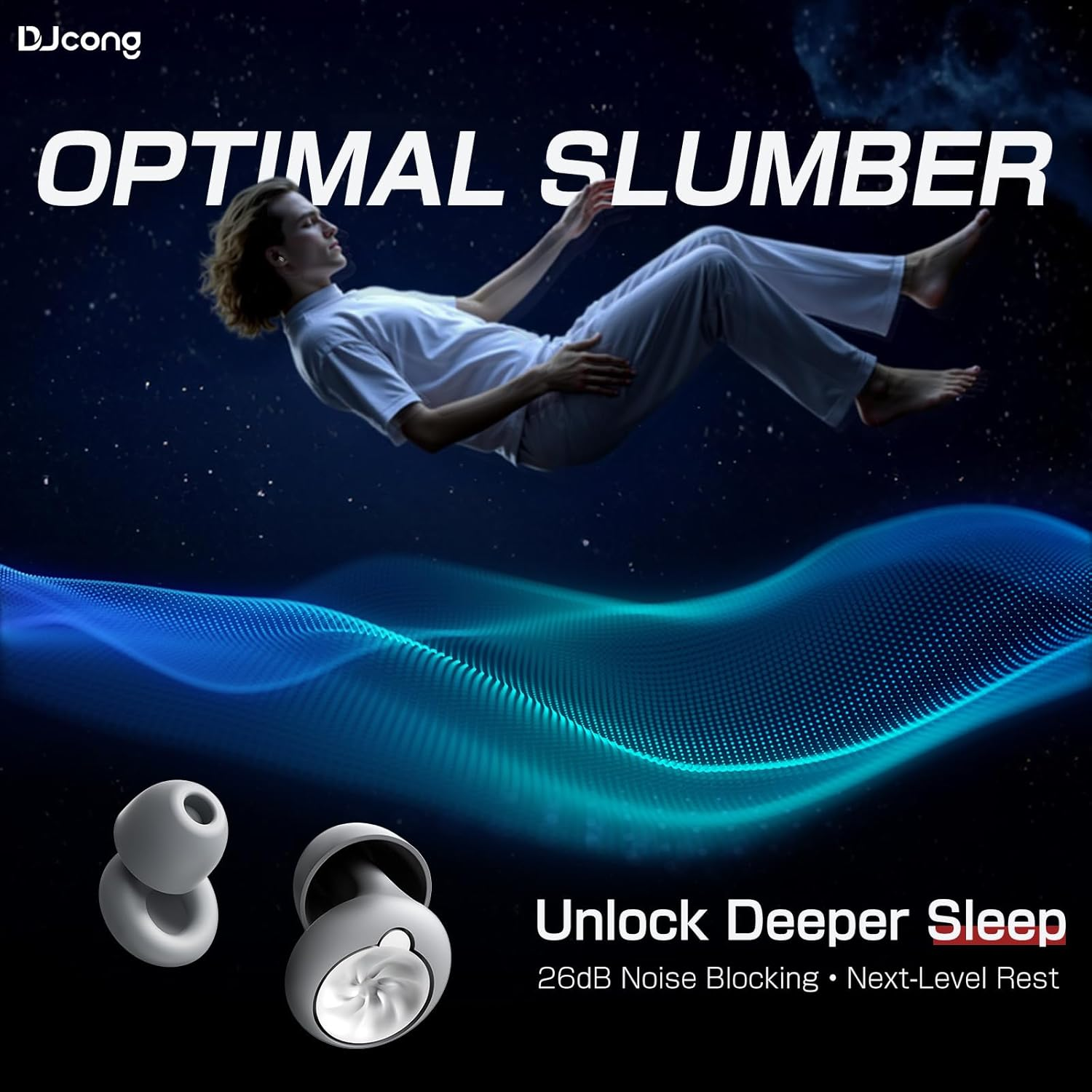 German Red Dot Award-Winning Sleep Earplugs | Djcong Ultra-Comfy Ear Plugs for Sleeping &ndash; 26Db Noise Reduction | Noise Cancelling Earbuds &ndash; Certified Hearing Protection Headphones for Sleeping, Snoring, Travel & Focus | the Ultimate Gift of Sleep Buds for Christmas, Father'S Day, Mother'S Day & Birthdays (4 Sizes Tips XS/S/M/L + Travel Case) image number 1