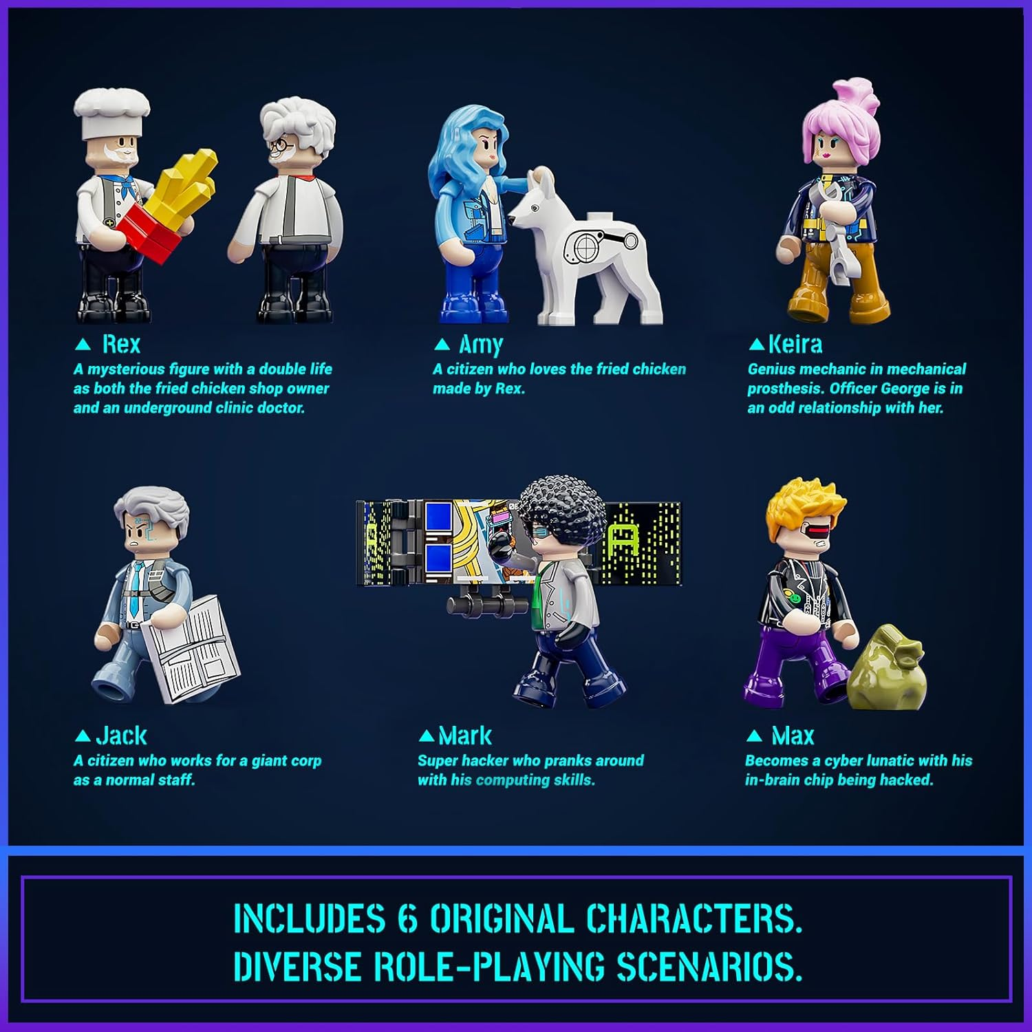 FUNWHOLE Cyberpunk Mansion Lighting Building-Bricks Set - 2524 Pcs Future City Modular Buildings Set Display Idea for Adults and Sci-Fi Lovers image number 3