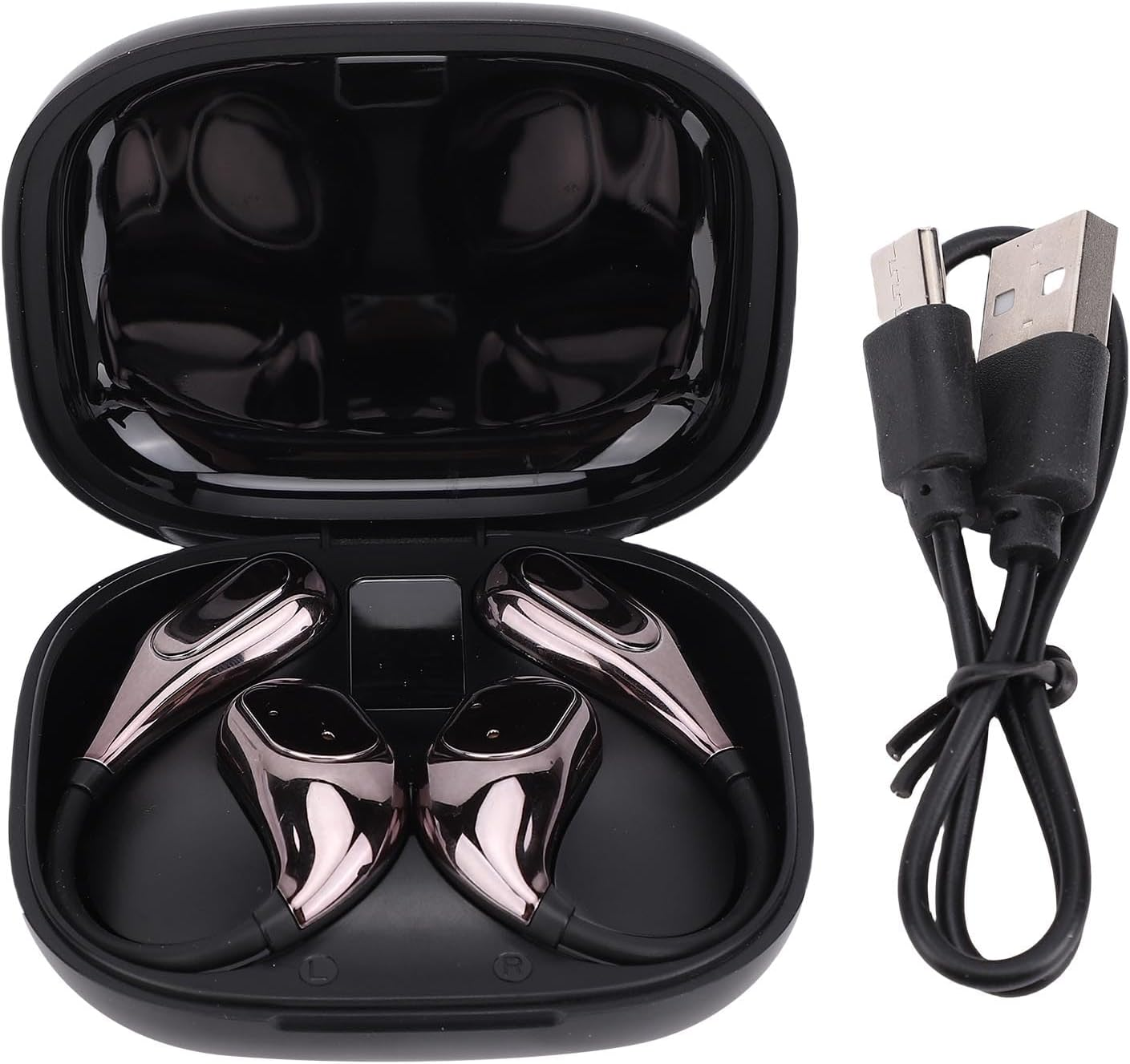 Jectse Wireless Translation Earbuds 164 Languages Real Time Translation Speaker Mode for Business Meetings PC ABS (Black) image number 1