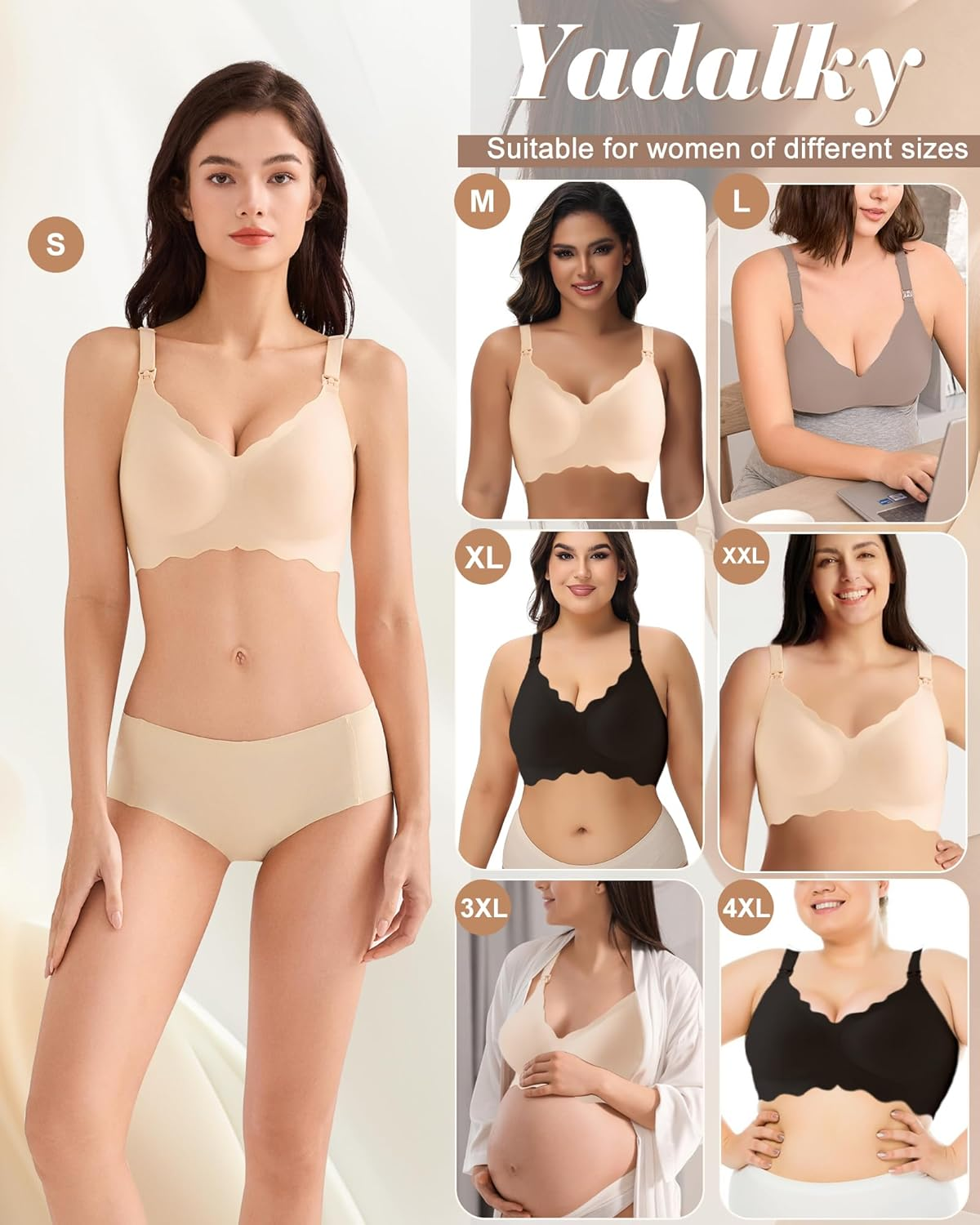 Wireless Nursing Bras for Breastfeeding, Seamless Maternity Bras Pregnancy Bralette No Underwire image number 6