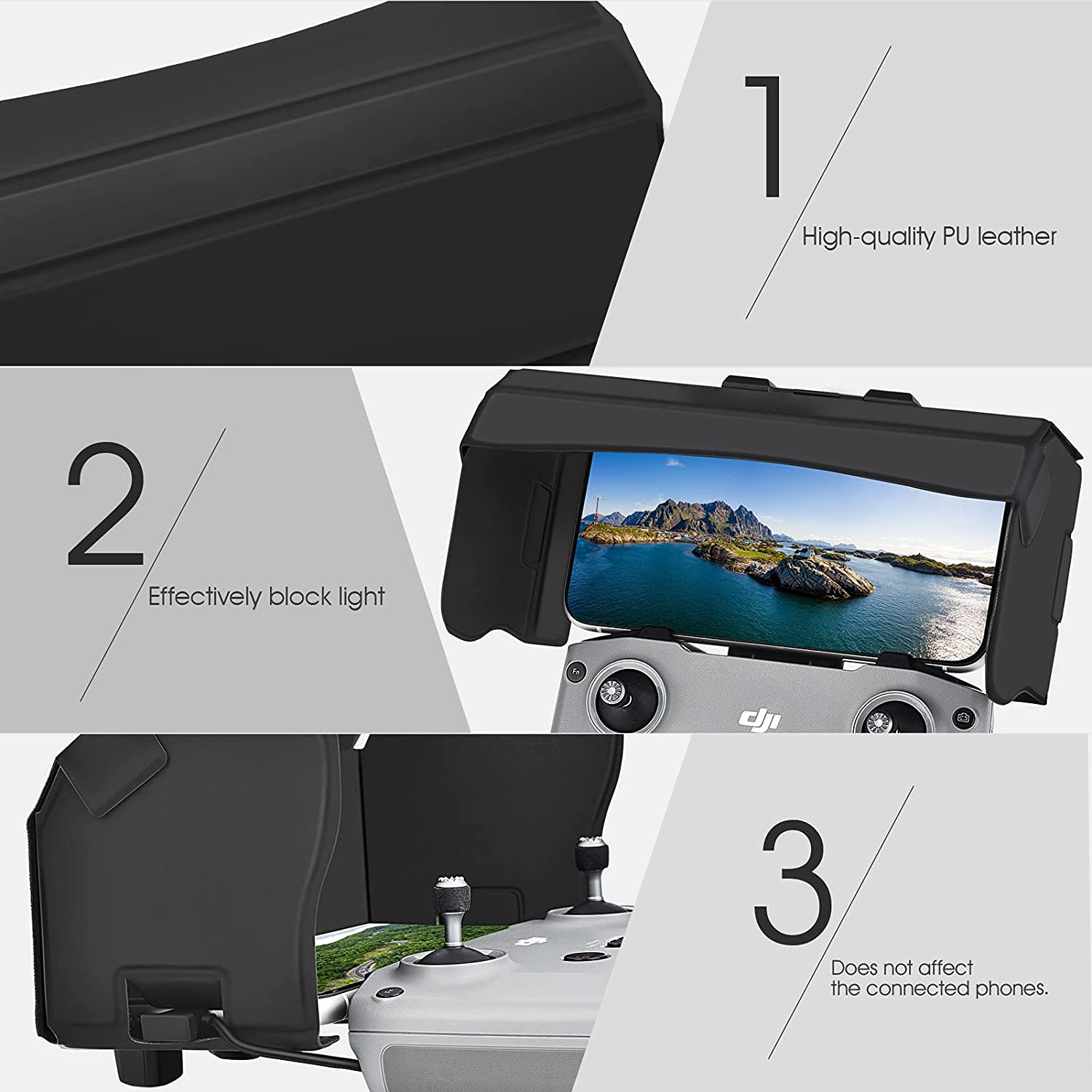 Remote Controller Sun Hood, Sun Shield Accessories, Sunshade for DJI Mini 3 Pro/Mini 2/Mavic Air 2/Air 2S/Mavic 3/Mavic 3 Classic/4.4-7.1Inch Smartphone Screen image number 1