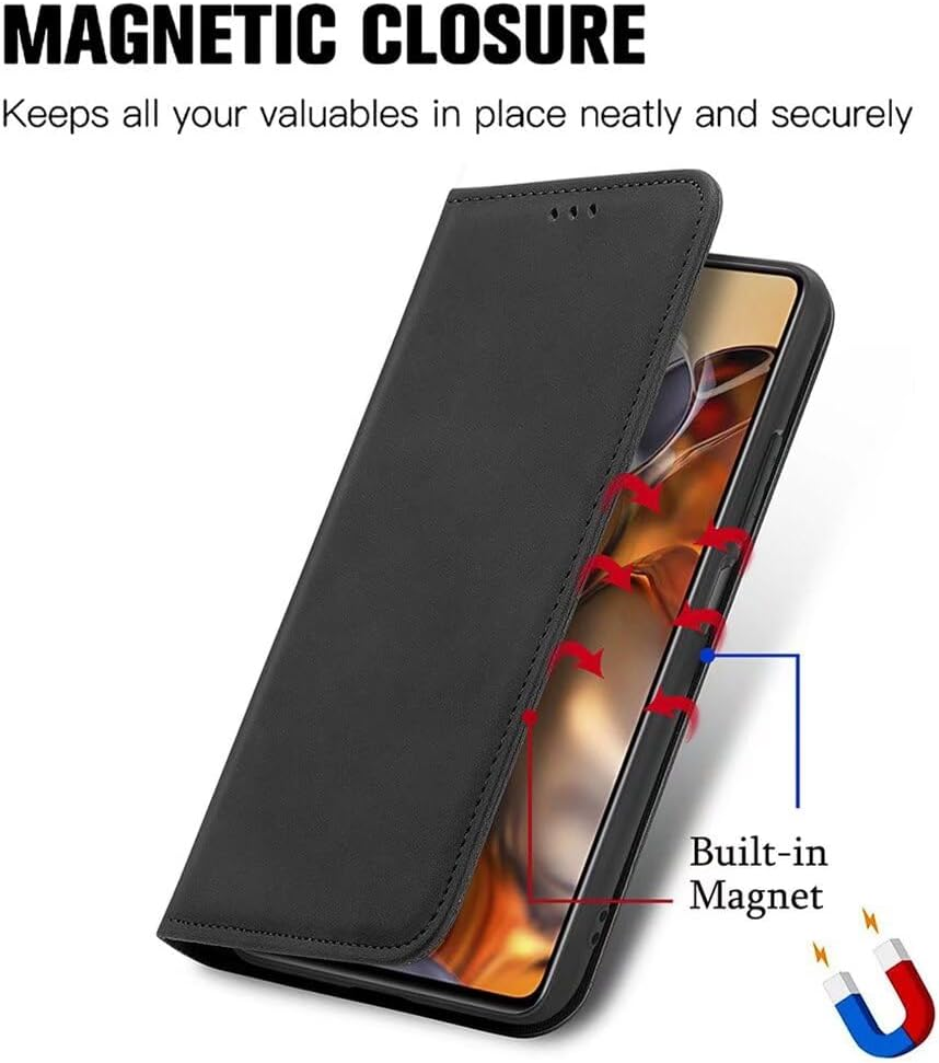 SEAHAI Case for HMD Skyline Leather PU Wallet Folio Stand Case, Ultra-Thin Shockproof Cover Kickstand with Credit Card Slots TPU Shell Magnetic Close - Black - Black image number 5